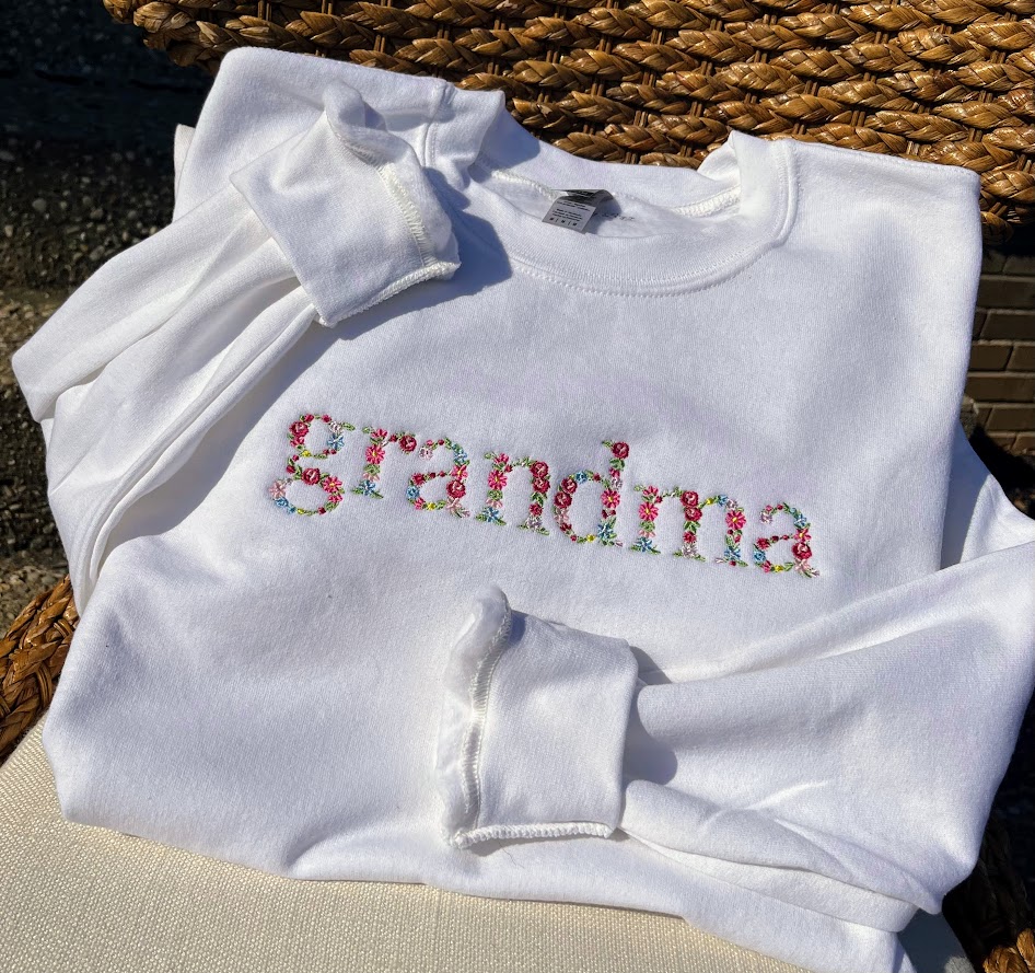 Grandma Floral Embroidered Sweatshirt