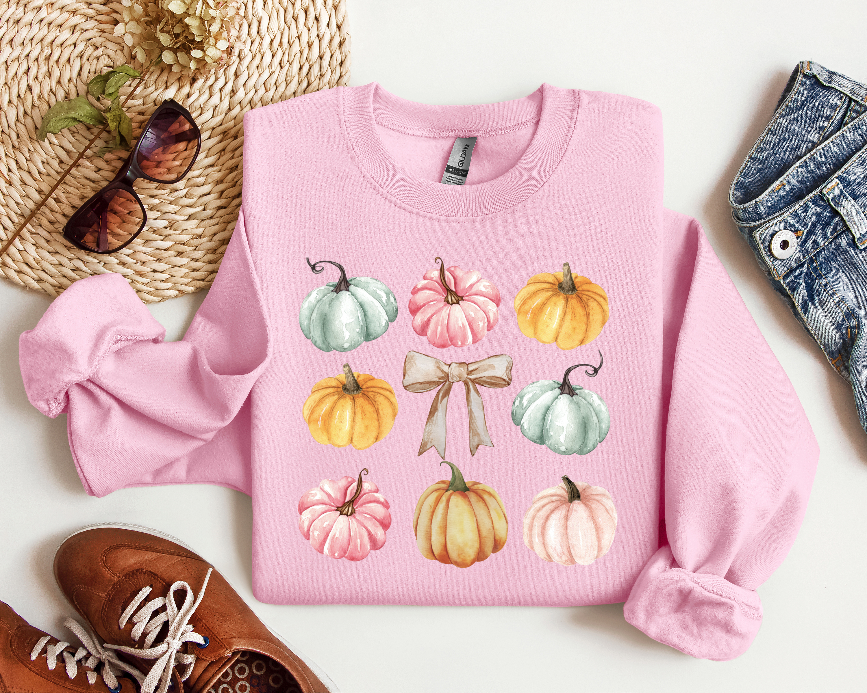 Pumpkin Coquette Graphic Crewneck, Fall Sweatshirt