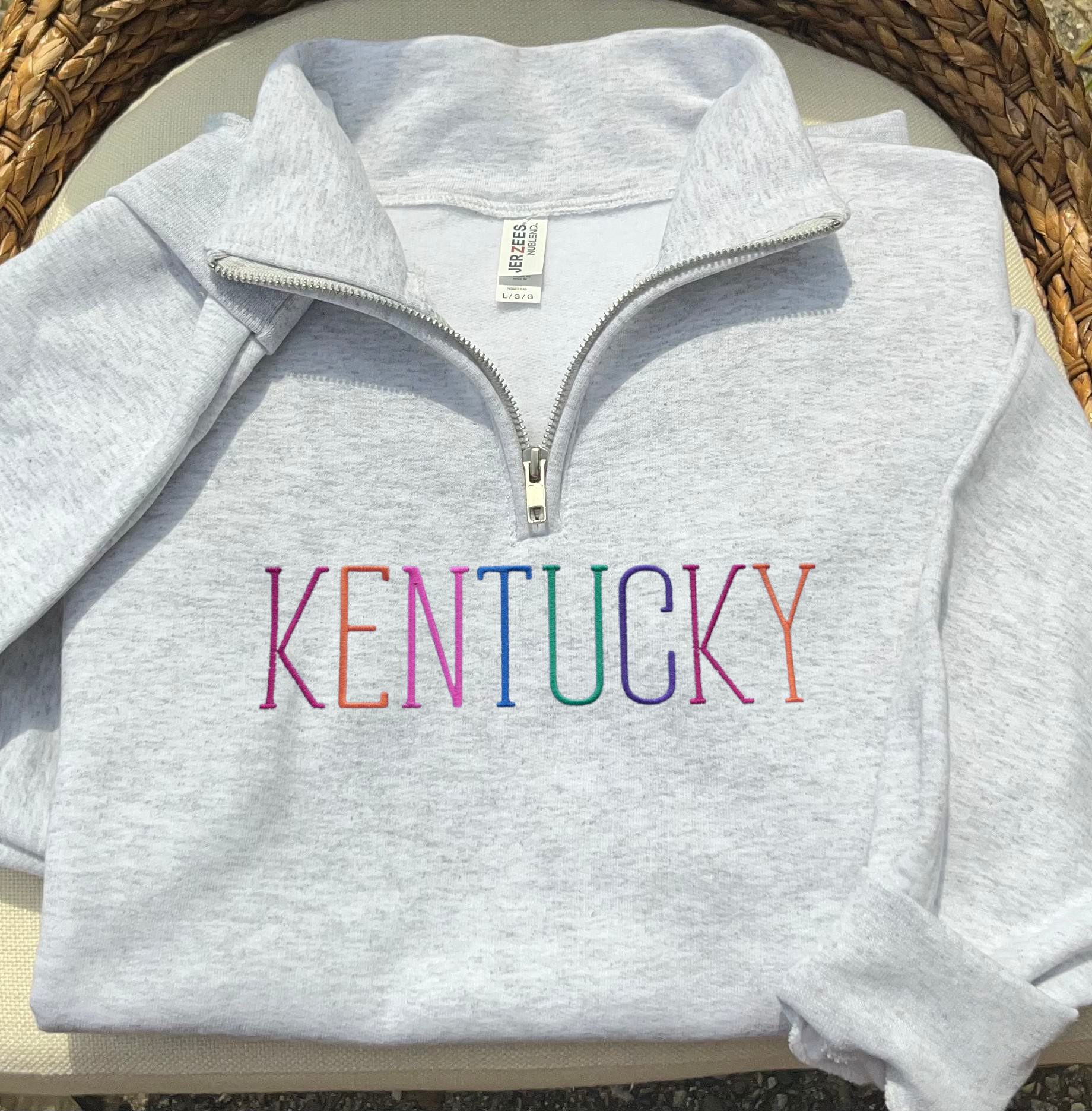 Custom State Embroidered Quarter Zip Pullover