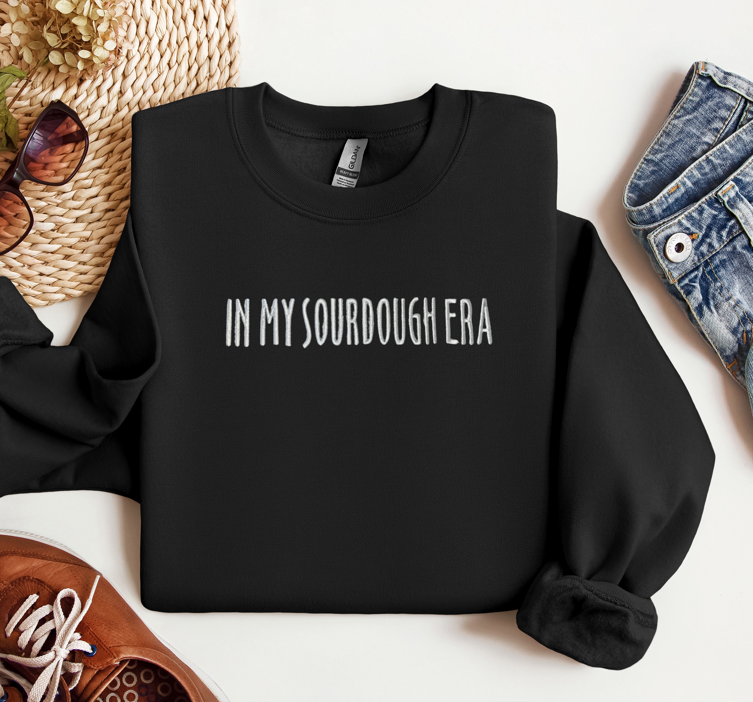 In My Sourdough Era Crewneck, Embroidered Sweatshirt