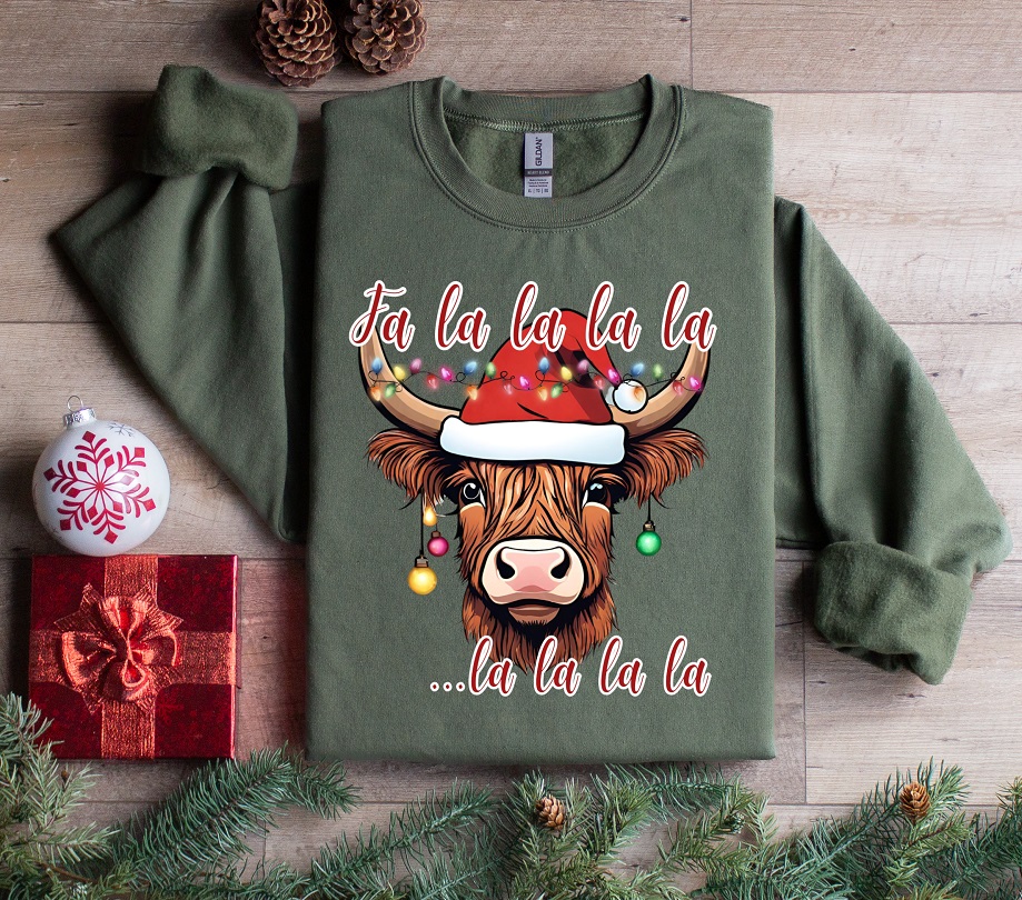 Highland Cow Holiday Crewneck, Christmas Sweatshirt