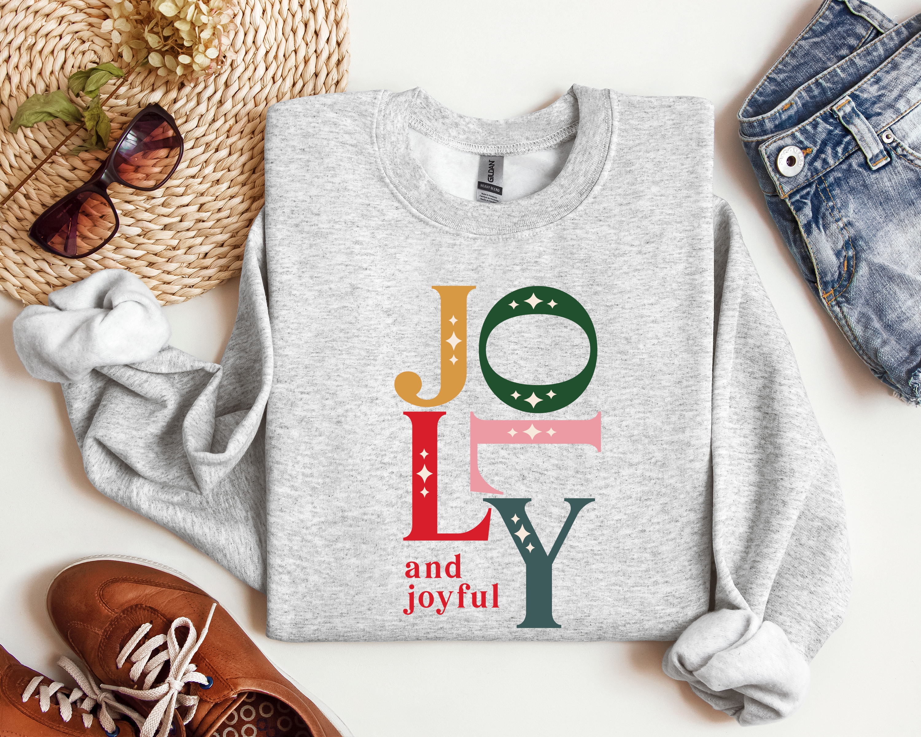 Jolly and Joyful Crewneck, Christmas Sweatshirt