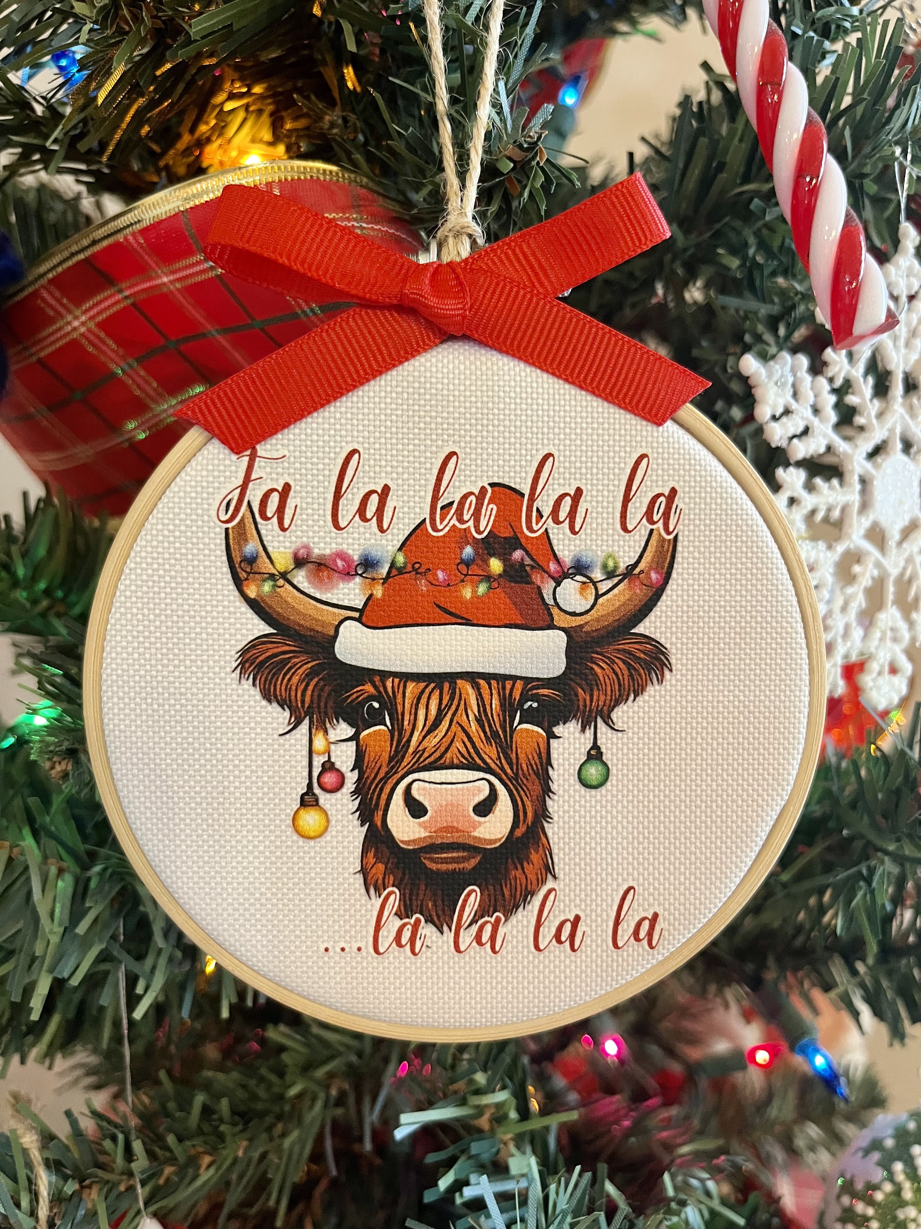 Highland Cow FaLaLaLa Christmas Ornament, Gift Tag