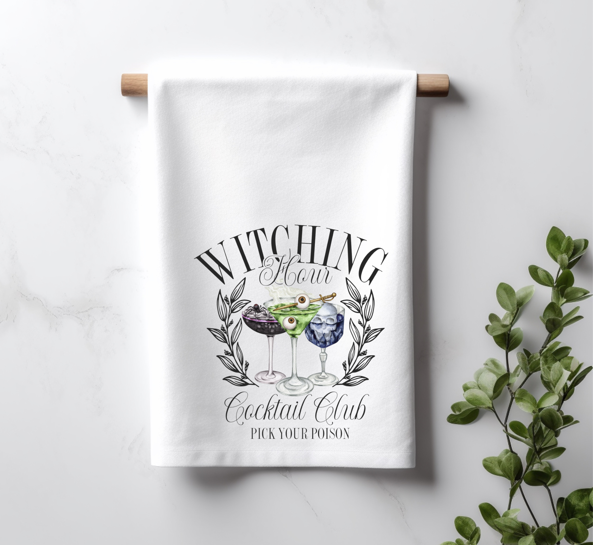 Witching Hour Cocktail Club Tea Towel, Halloween, Fall