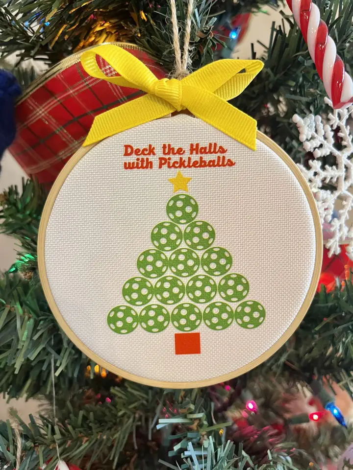 Deck the Halls with Pickleballs Christmas Ornament, Gift Tag