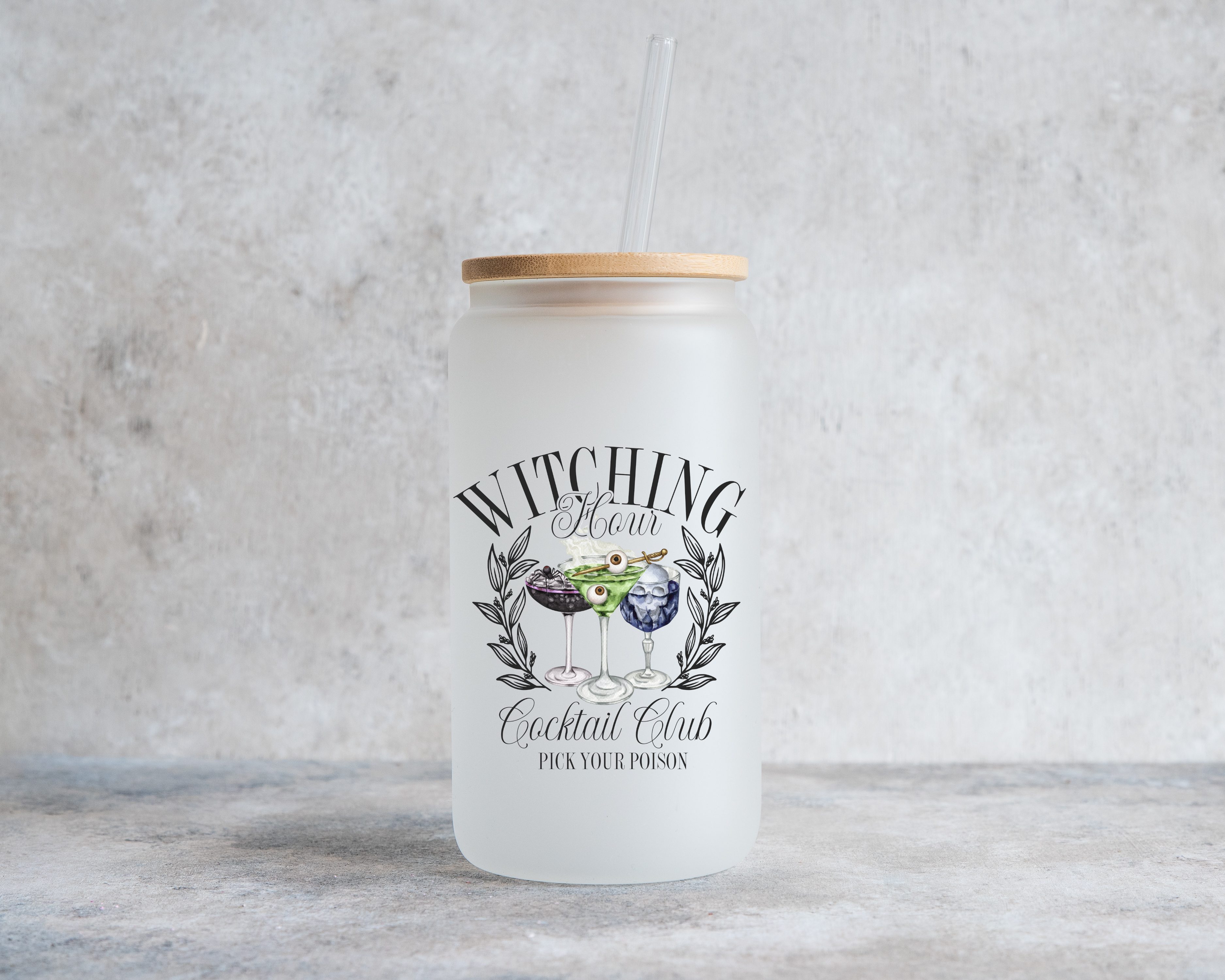 Cold Brew Coffee Glass, Witching Hour, Halloween, Drinkware