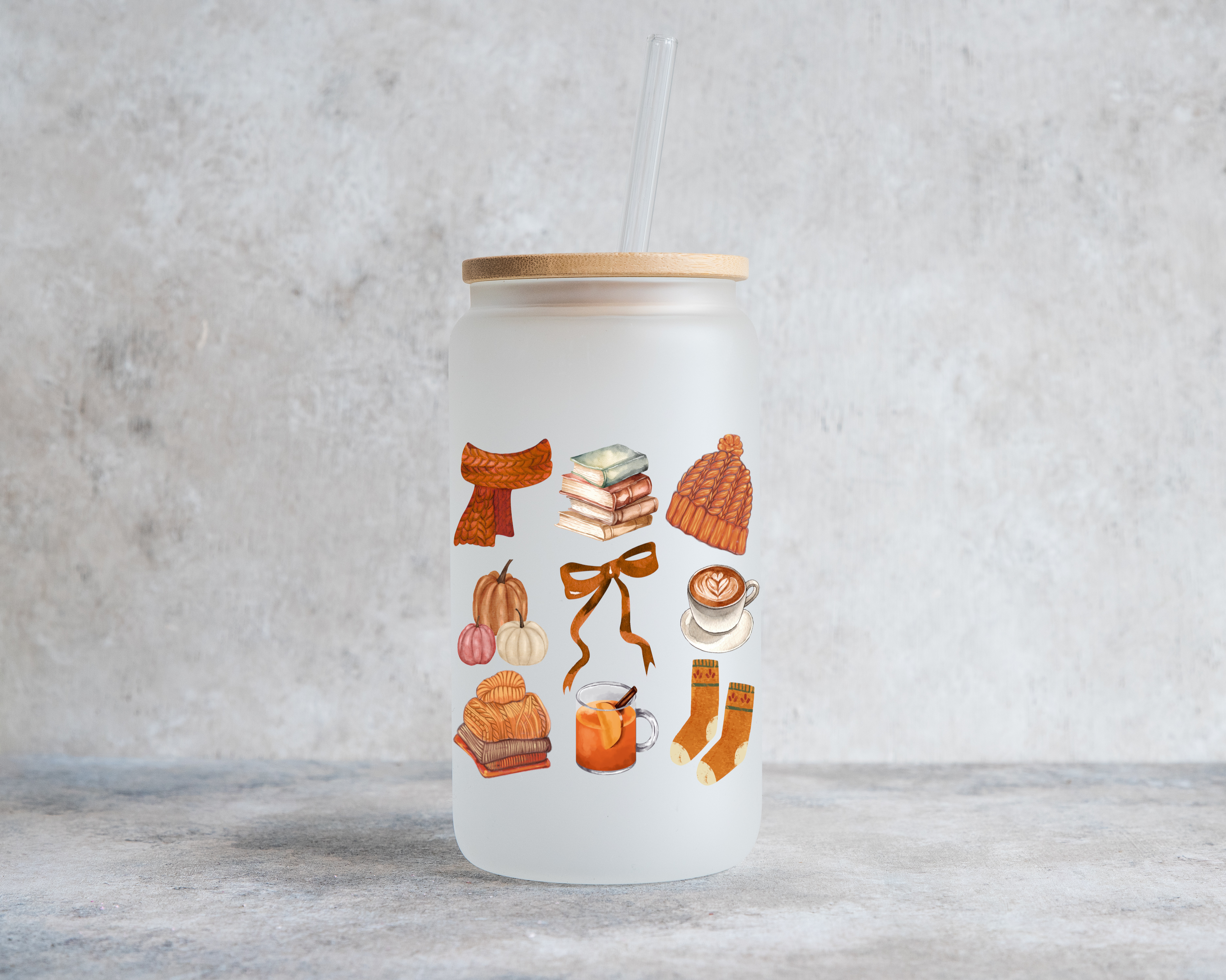 Frosted Cold Brew Coffee Glass, I Love Fall Coquette