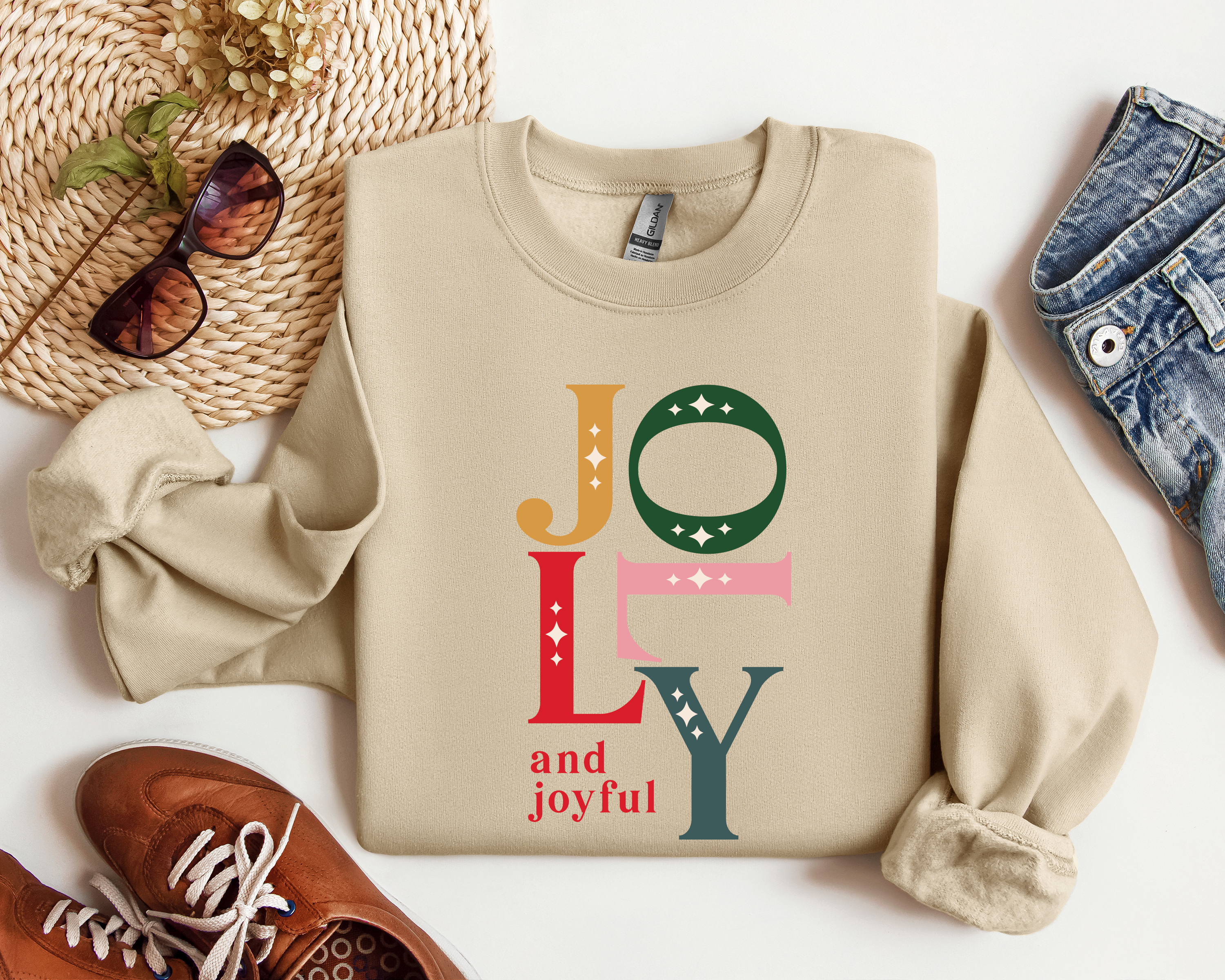 Jolly and Joyful Crewneck, Christmas Sweatshirt