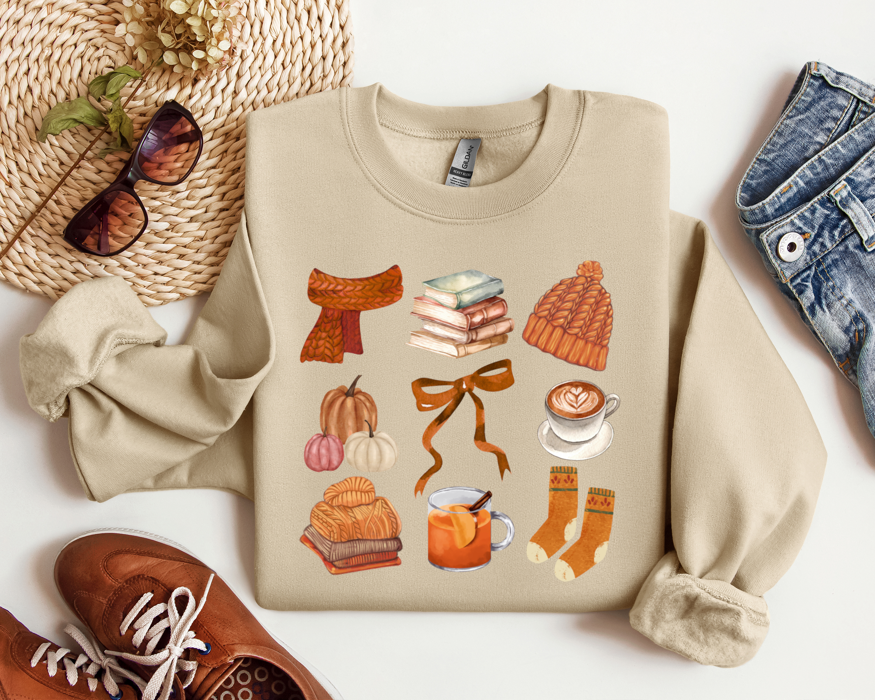 I Love Fall Coquette Graphic Crewneck, Autumn Sweatshirt