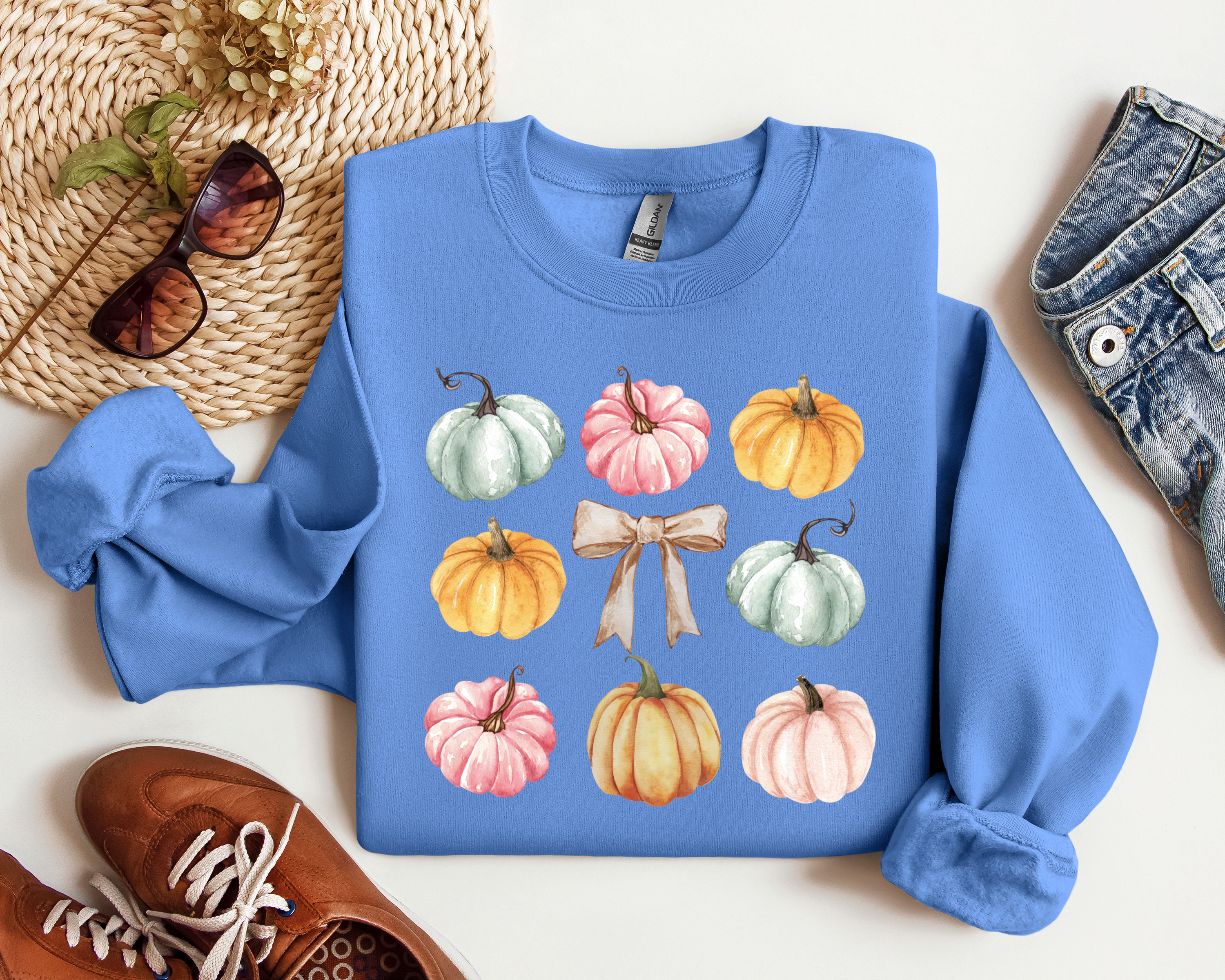 Pumpkin Coquette Graphic Crewneck, Fall Sweatshirt