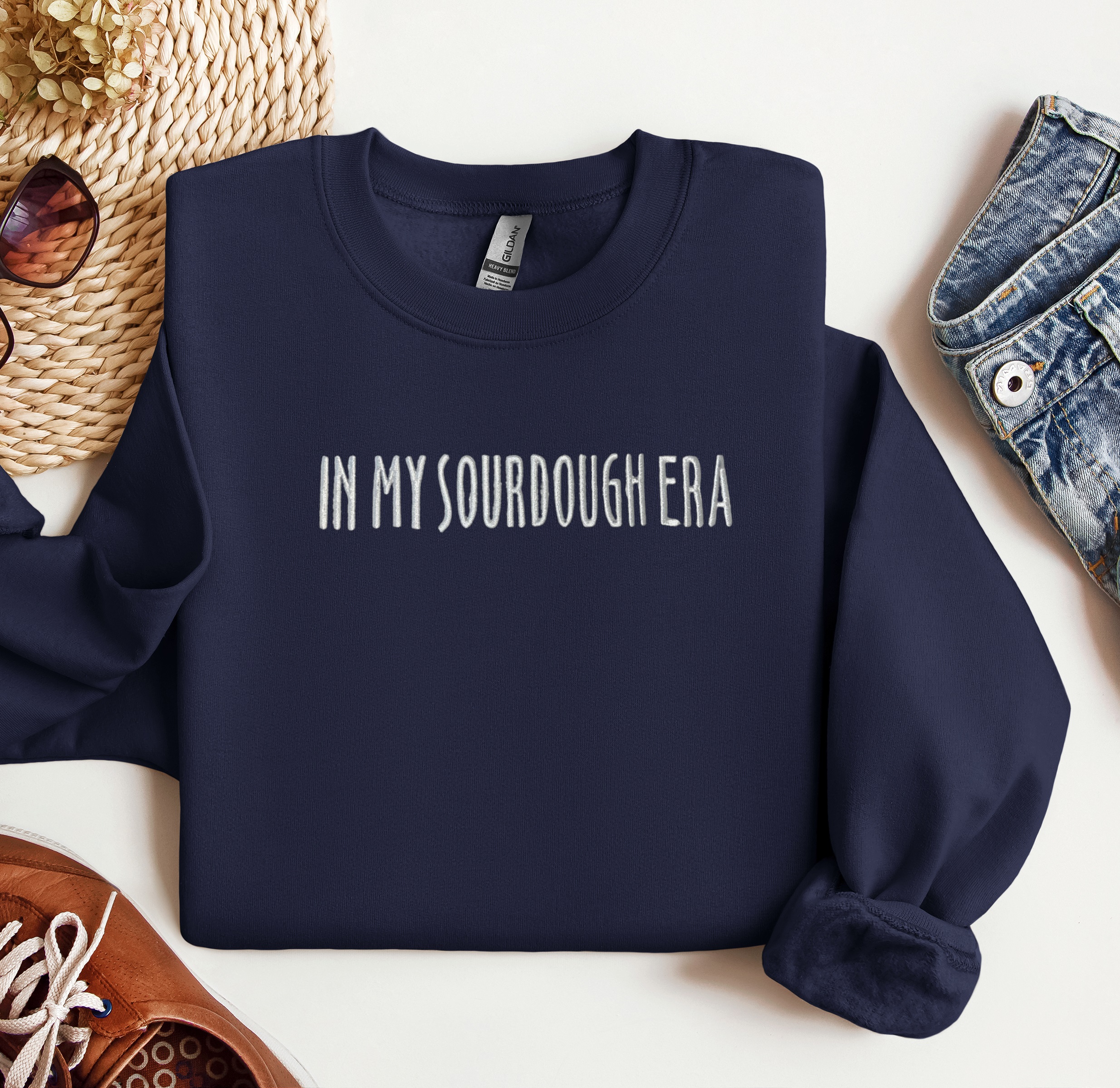 In My Sourdough Era Crewneck, Embroidered Sweatshirt