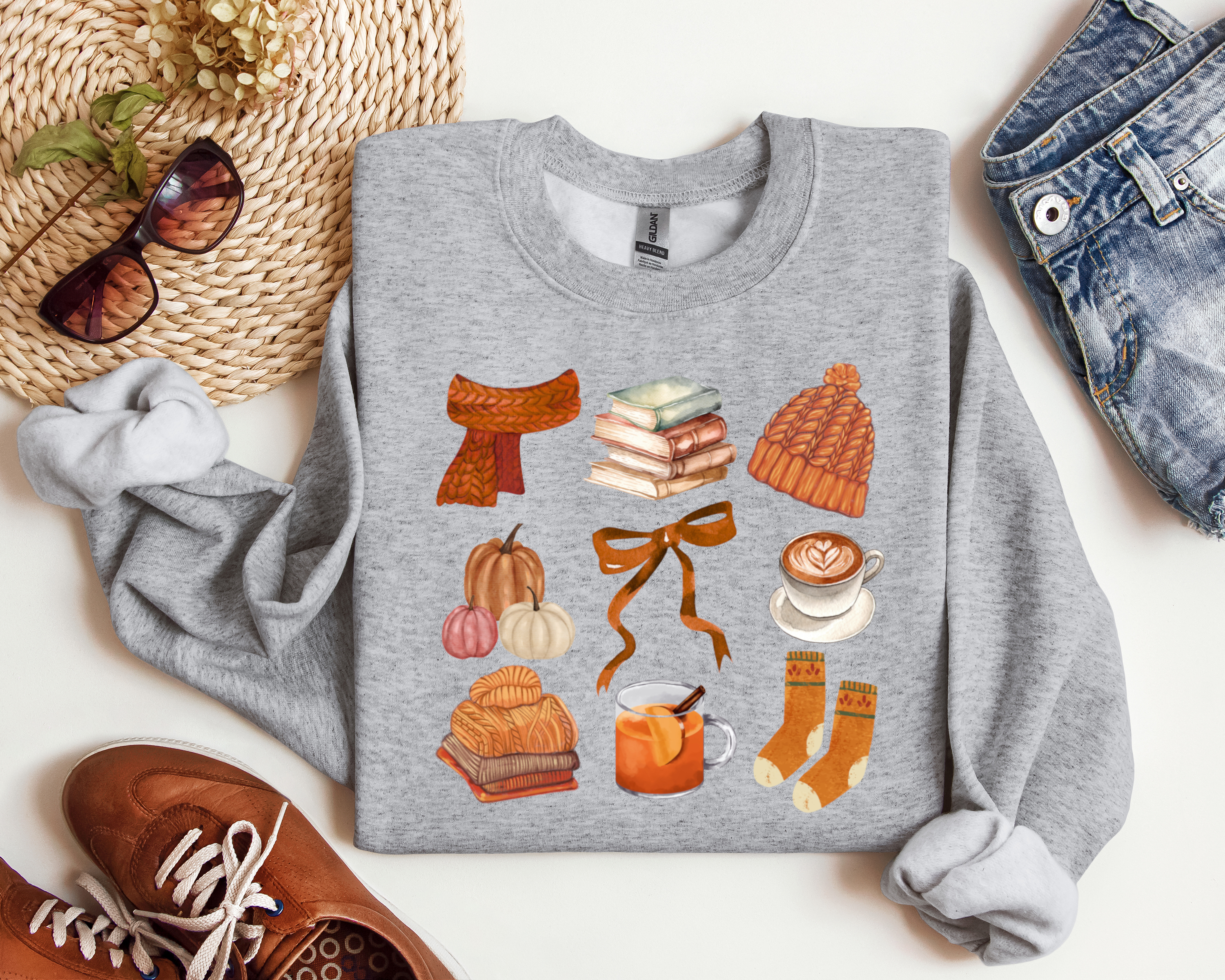 I Love Fall Coquette Graphic Crewneck, Autumn Sweatshirt