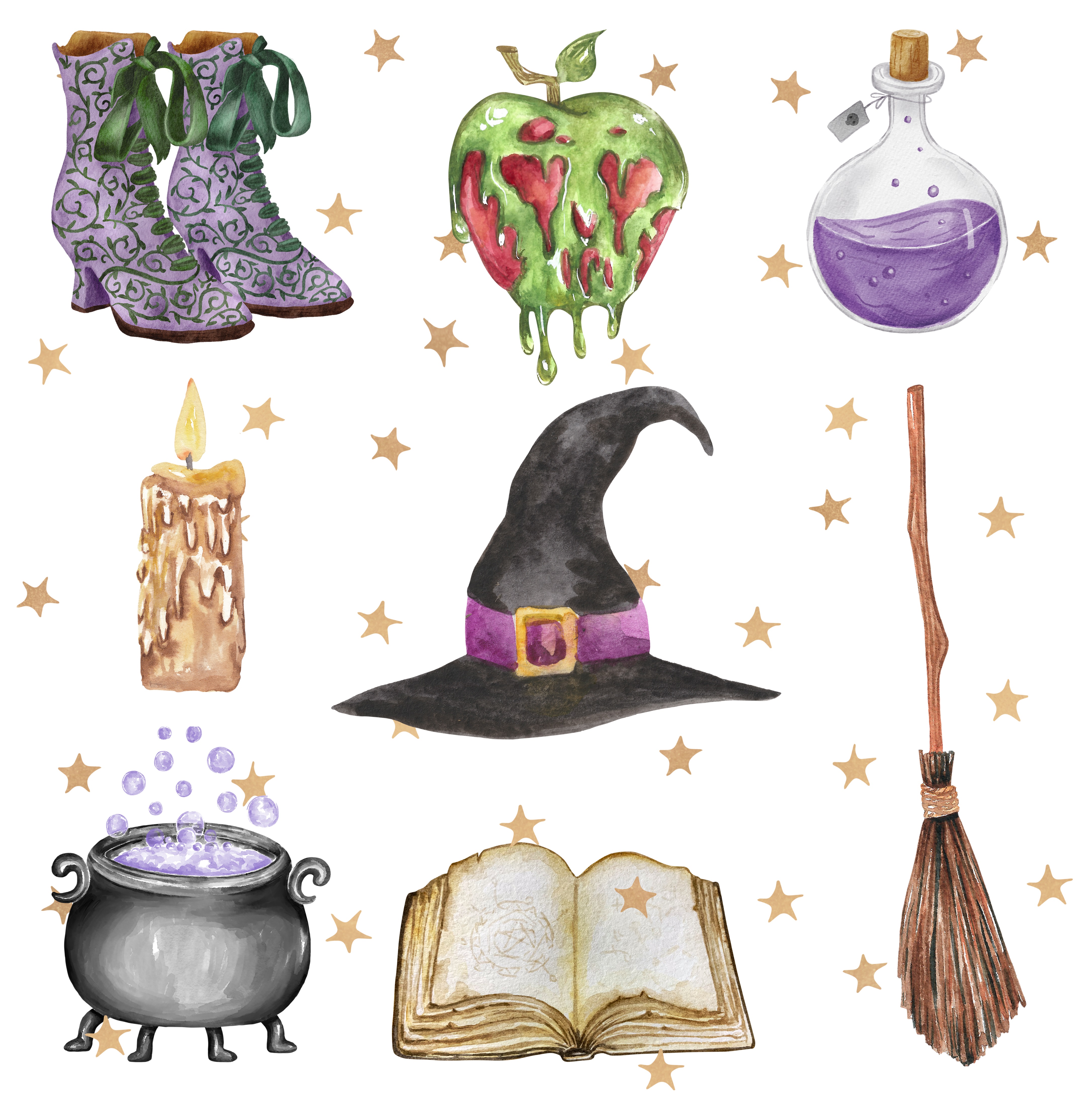 Witch's Things Tea Towel, Halloween Kitchen Towel, Fall