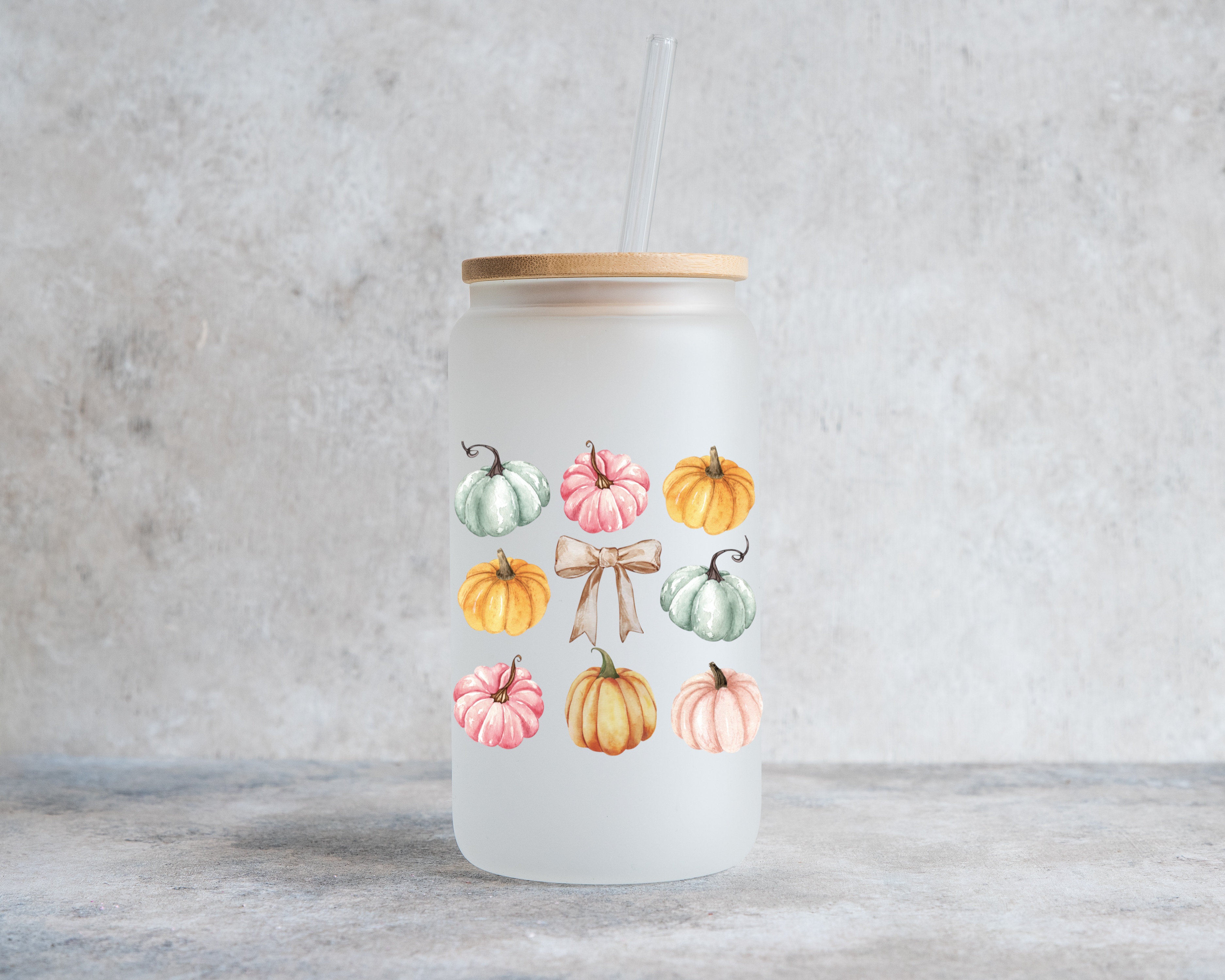 Cold Brew Coffee Glass, Pumpkin Coquette, Halloween, Fall