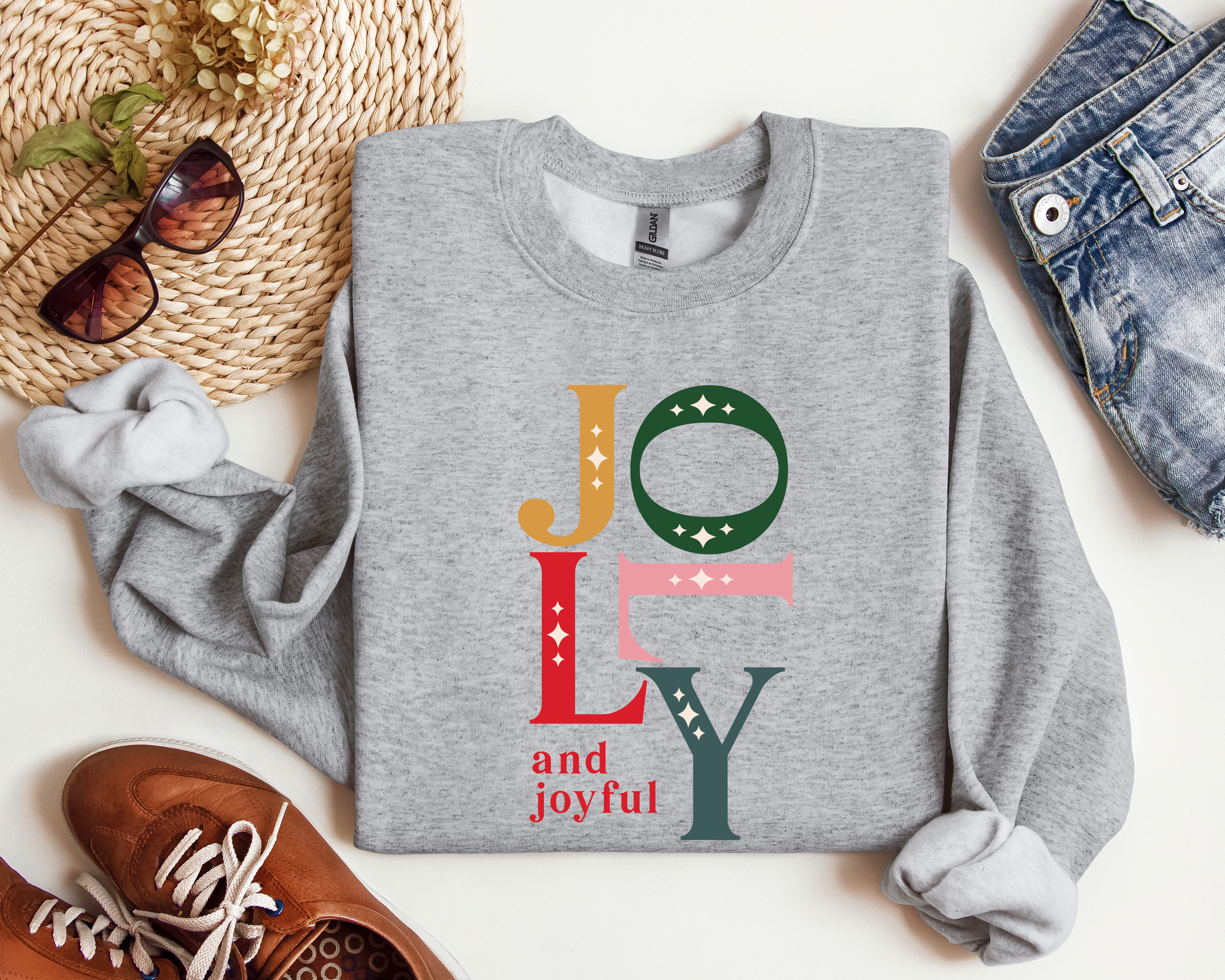 Jolly and Joyful Crewneck, Christmas Sweatshirt