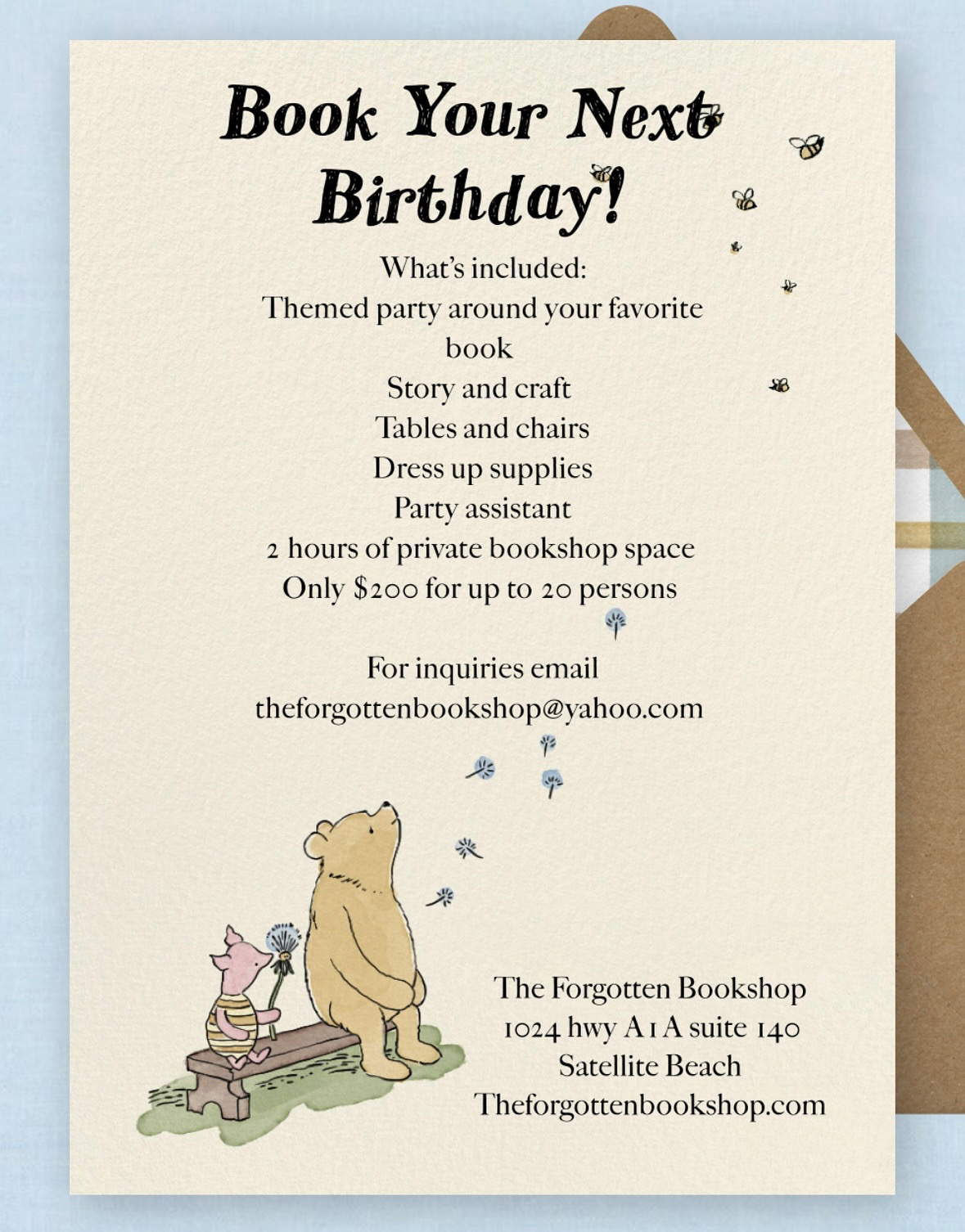 Bookshop Birthday Party Package