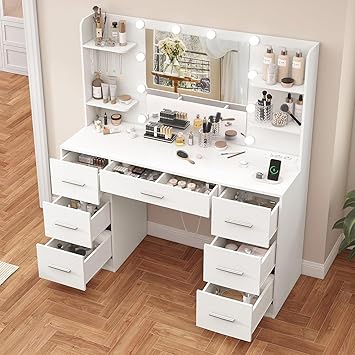 Vanity Table with Lighted Mirror