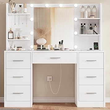 Vanity Table with Lighted Mirror