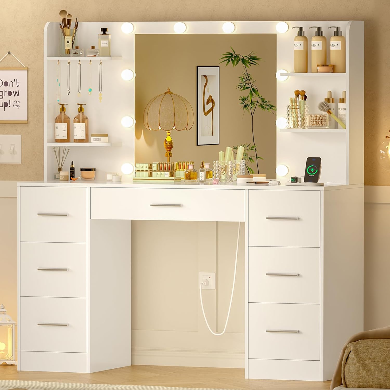Vanity Table with Lighted Mirror
