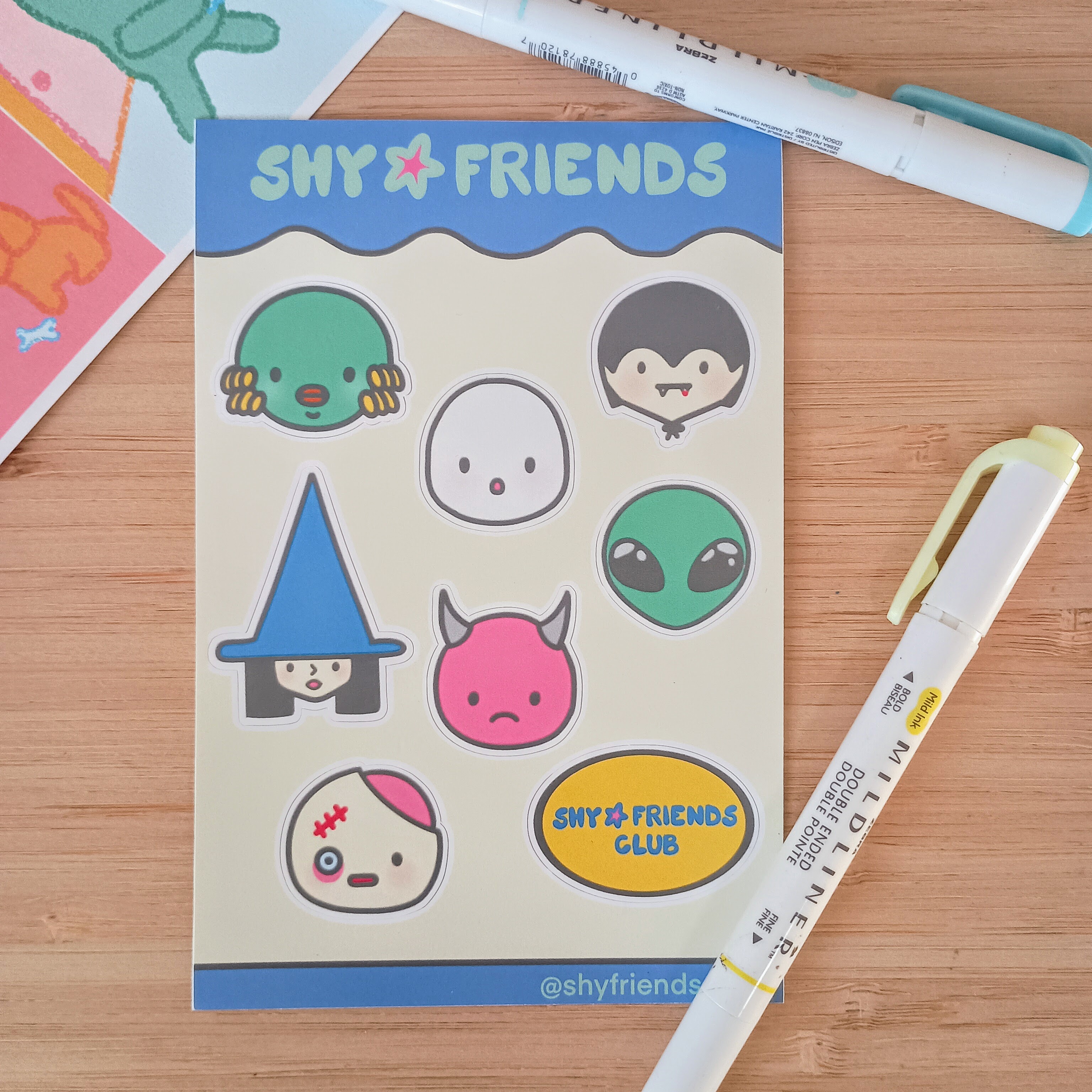 shy friends sticker sheet