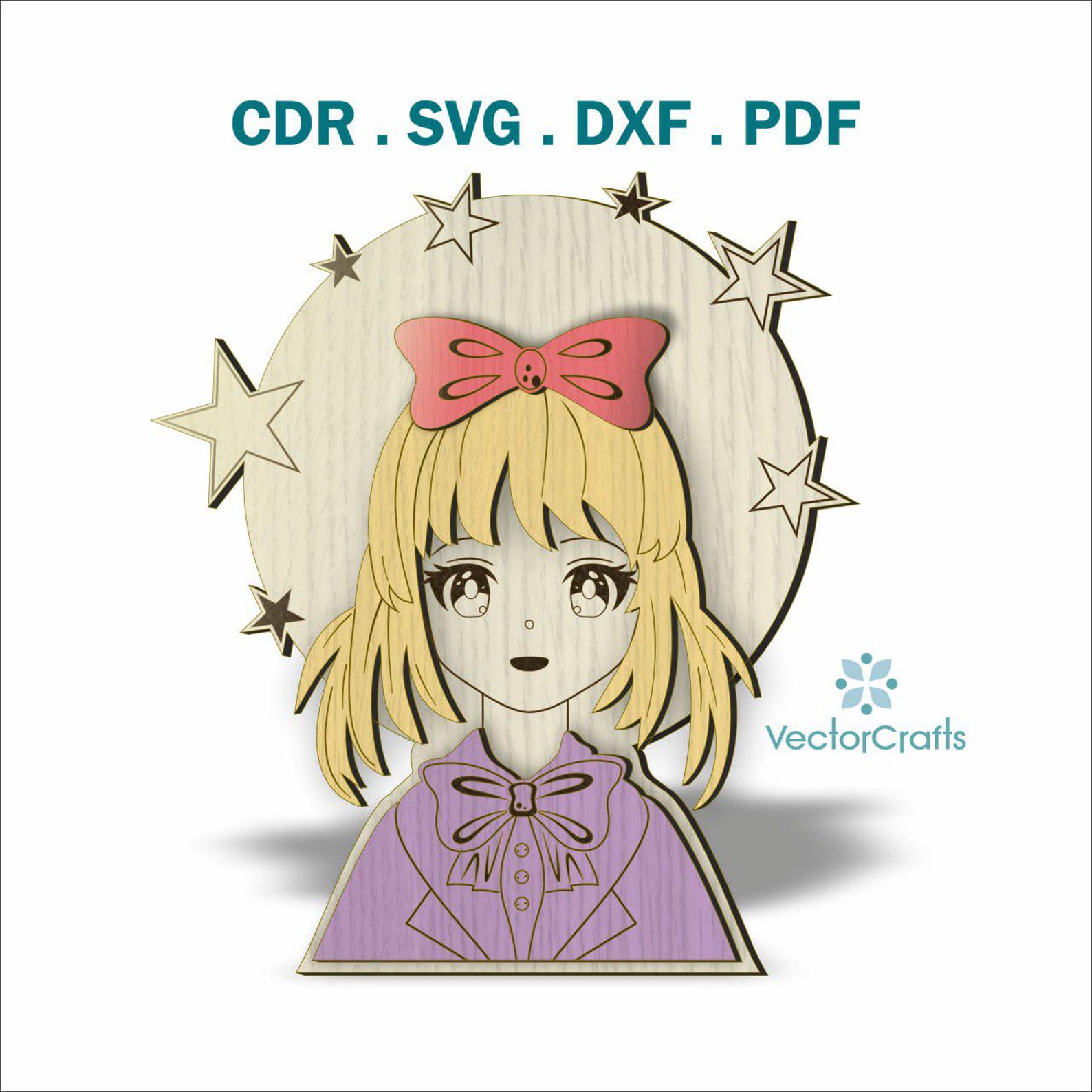 Anime Girl Layered Vector Art File