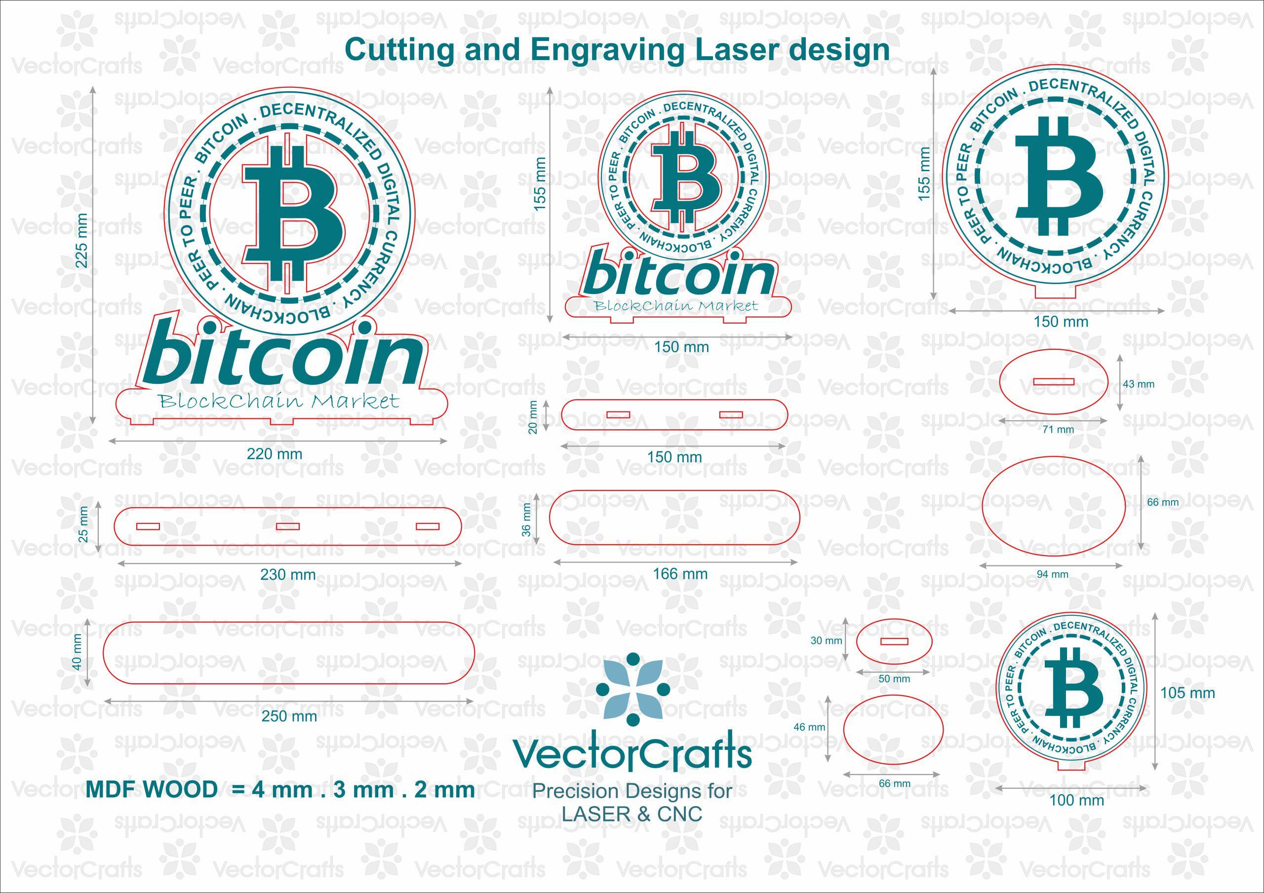Bitcoin Laser Engraved Desk Decor | Blockchain Market Standee