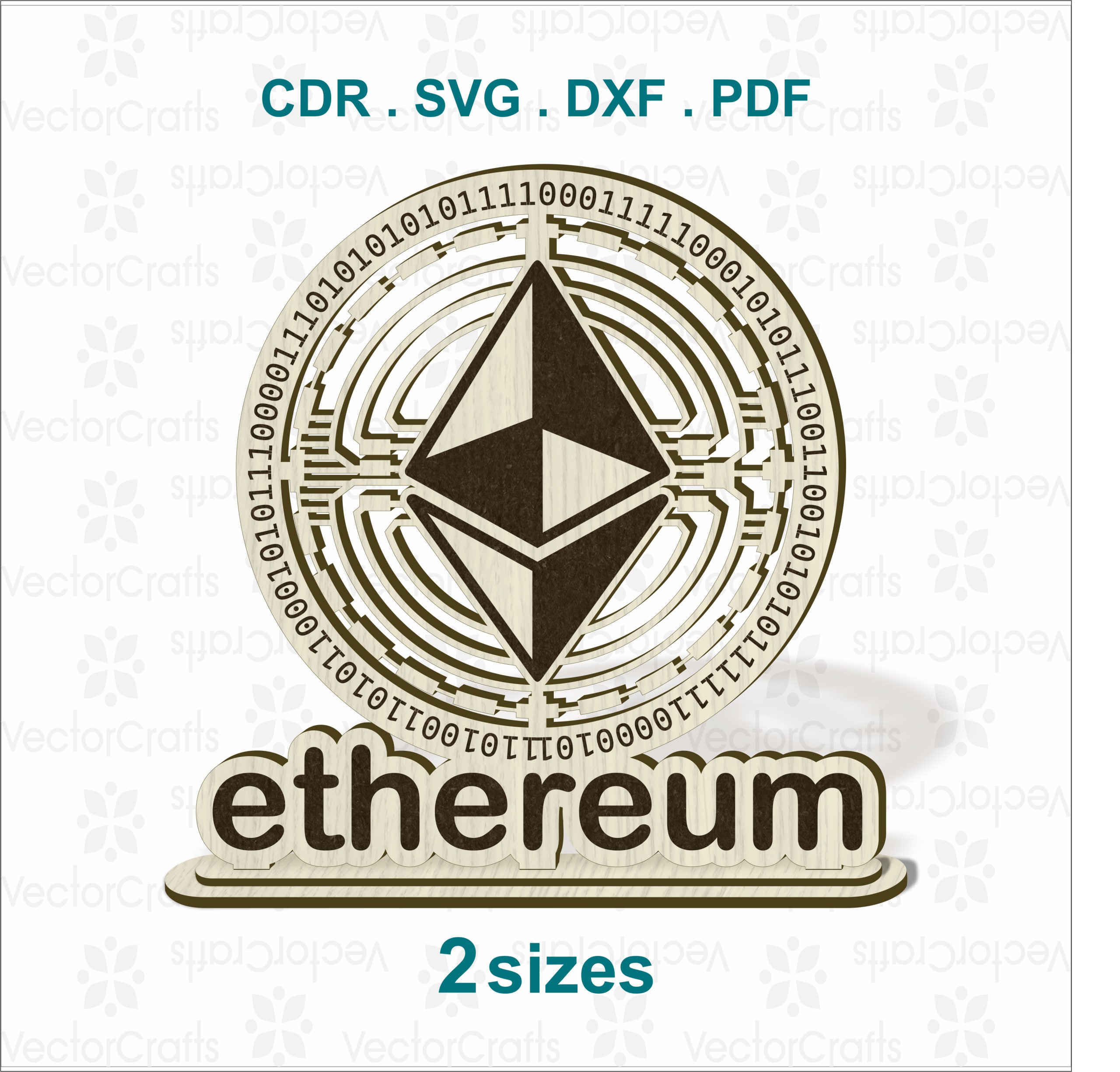 Ethereum Laser Engraved Desk Decor | ETH Crypto Standee | Digital File for Laser Cutters
