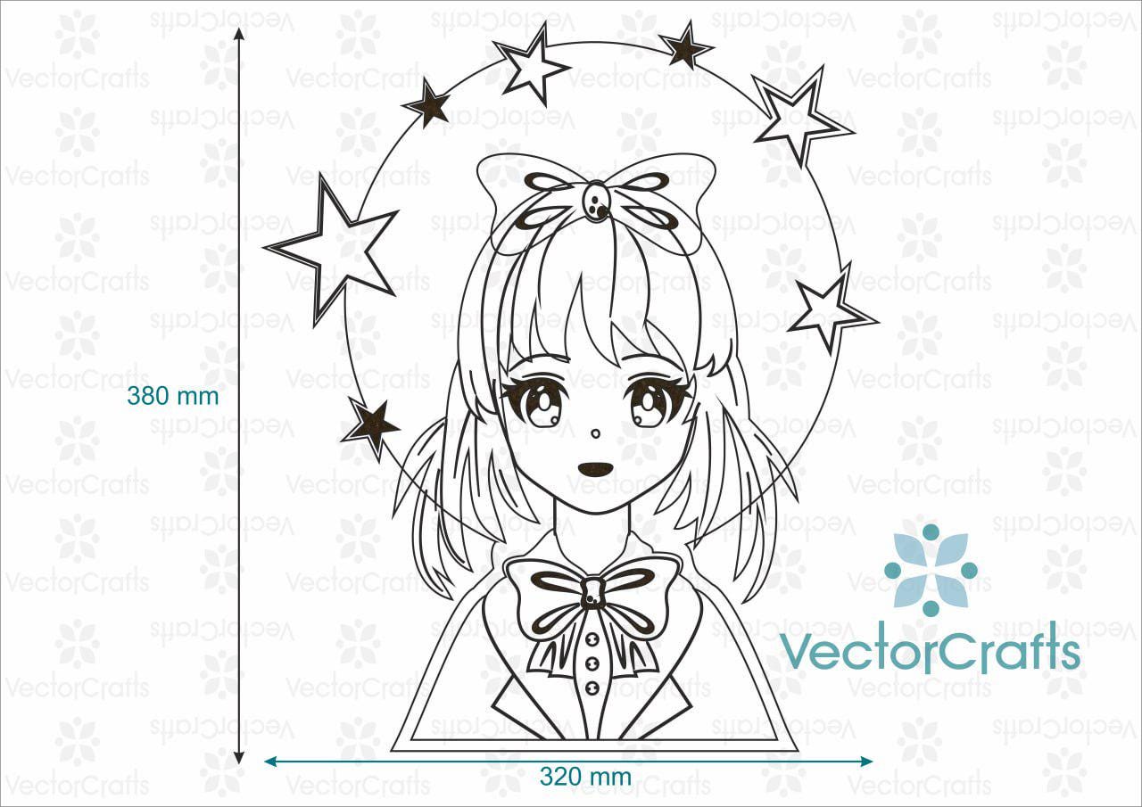 Anime Girl Layered Vector Art File