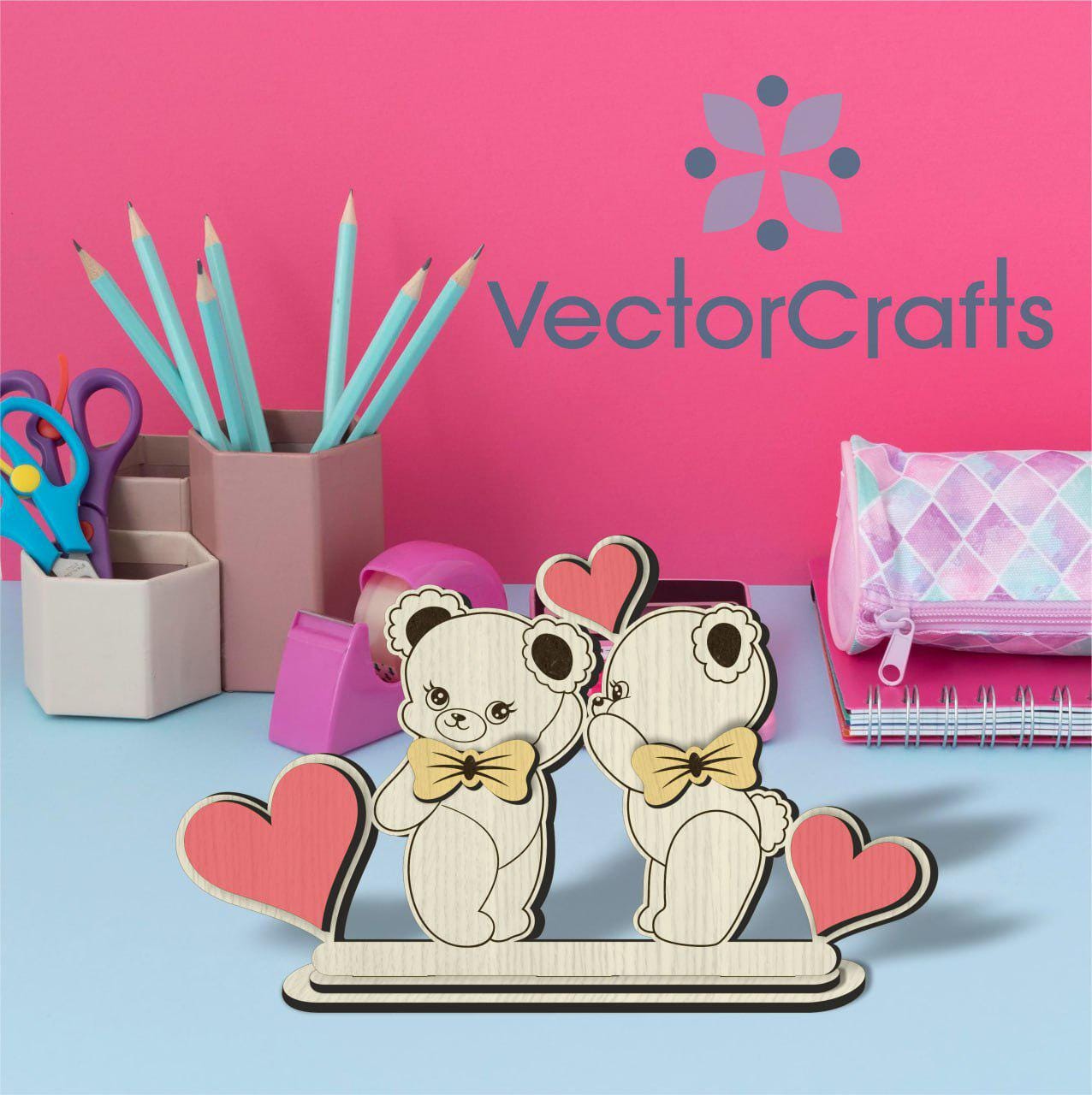 Bear Couple Wooden Figurine Laser Cut Files