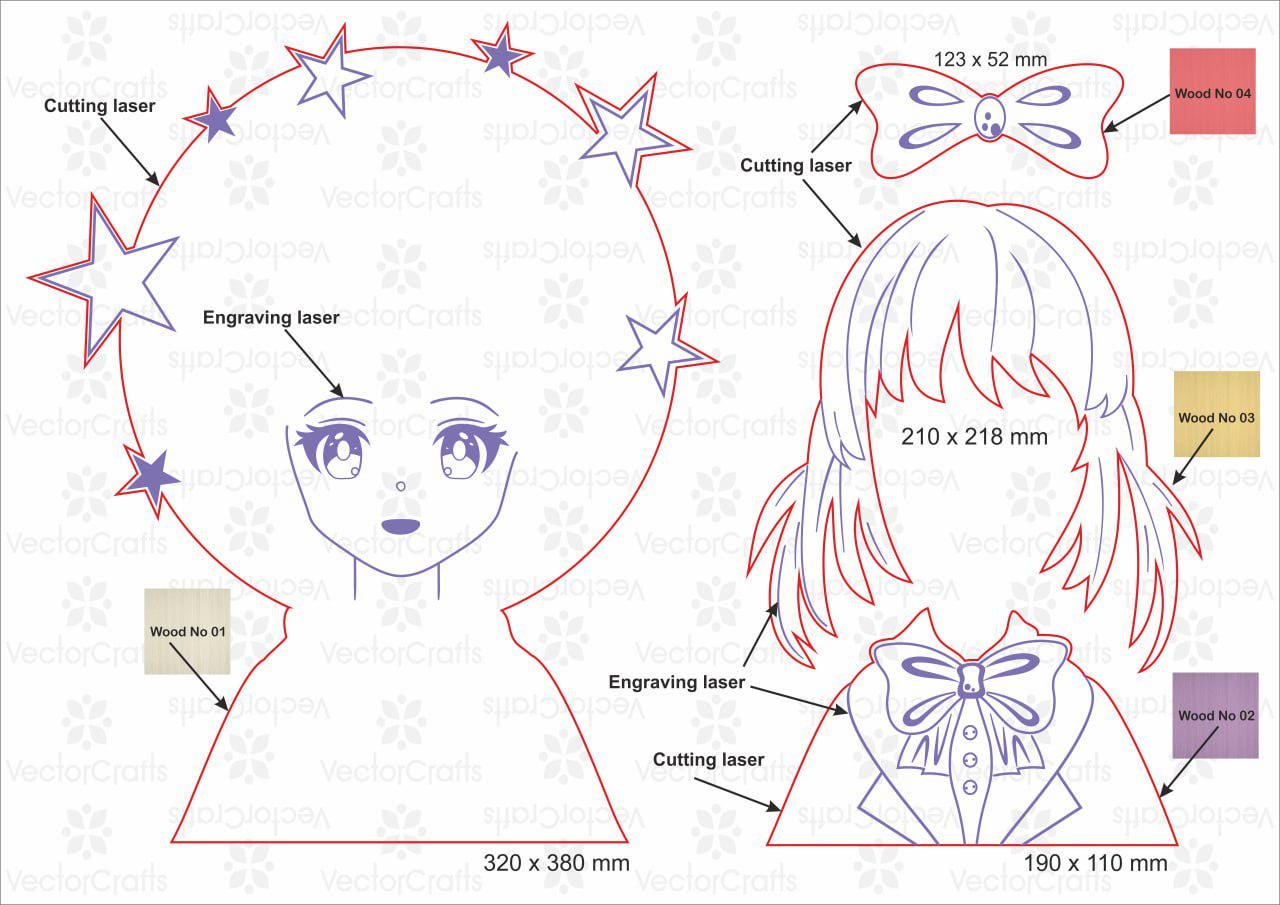 Anime Girl Layered Vector Art File