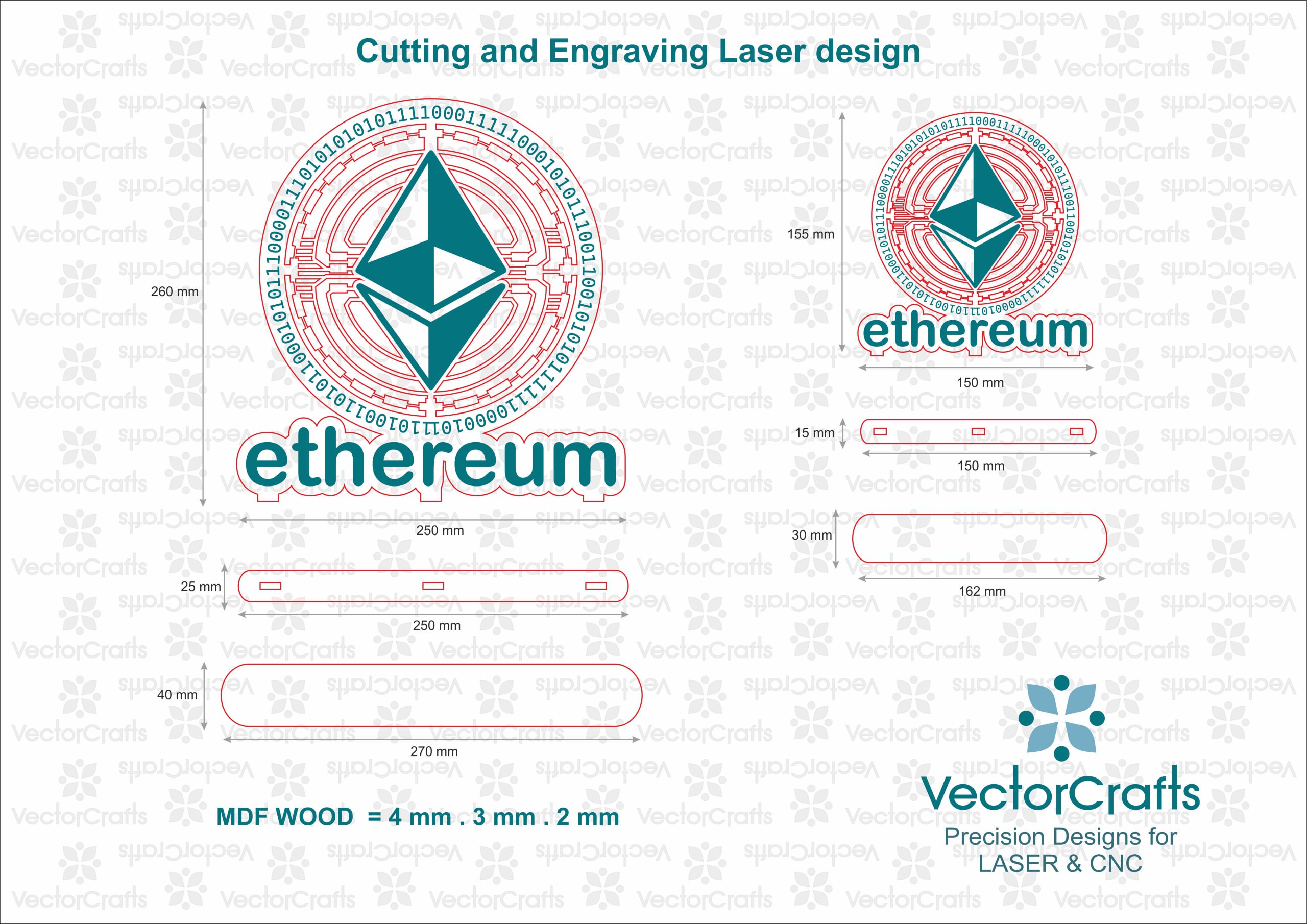 Ethereum Laser Engraved Desk Decor | ETH Crypto Standee | Digital File for Laser Cutters