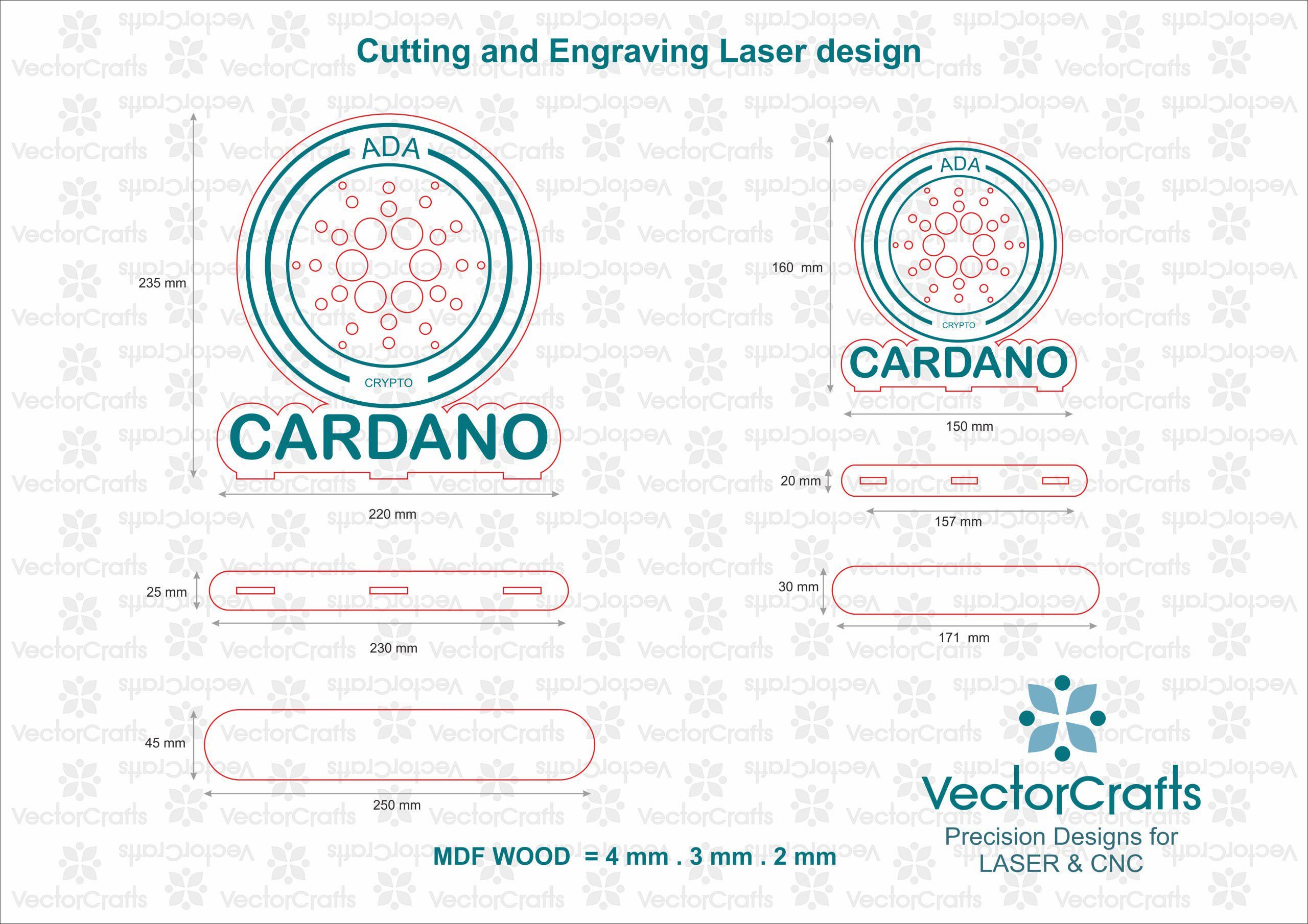 Cardano (ADA) Laser Cut Desk Decor | Digital File for Laser Cutter