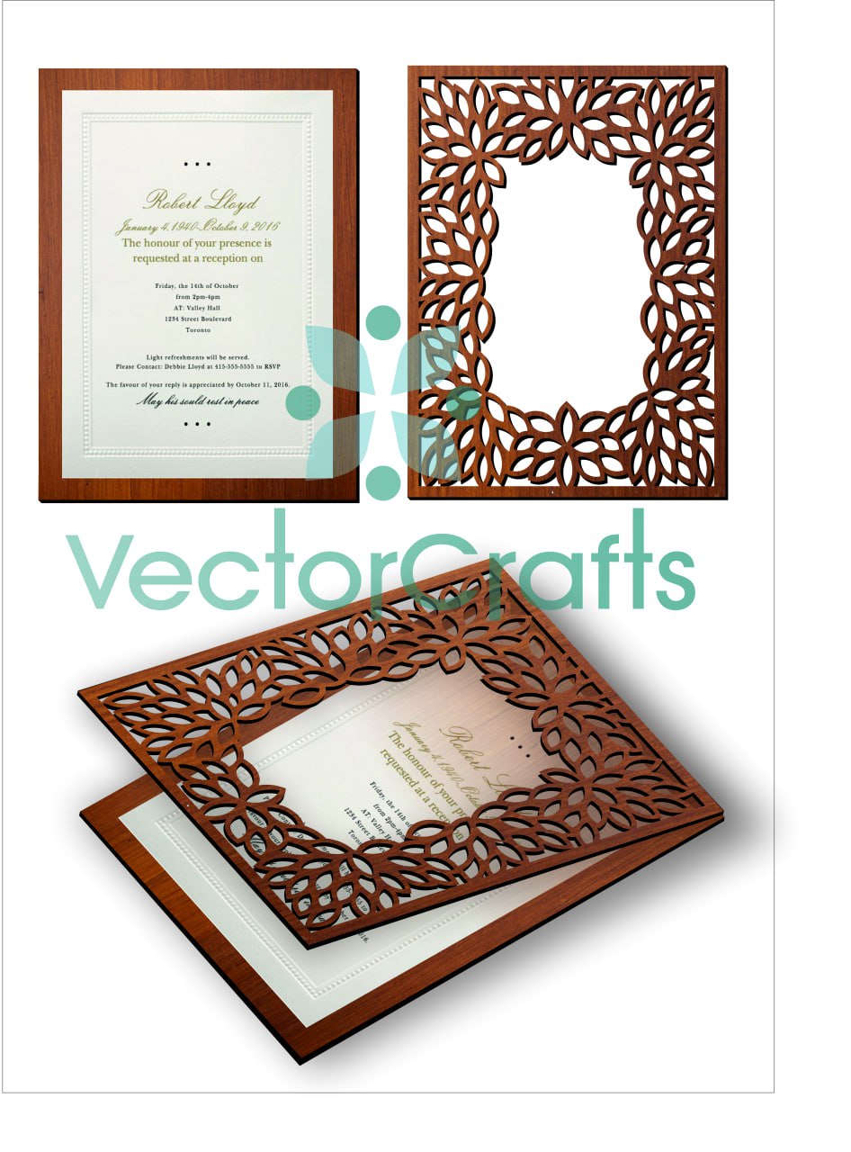 Laser Cut Wooden Invitation Card