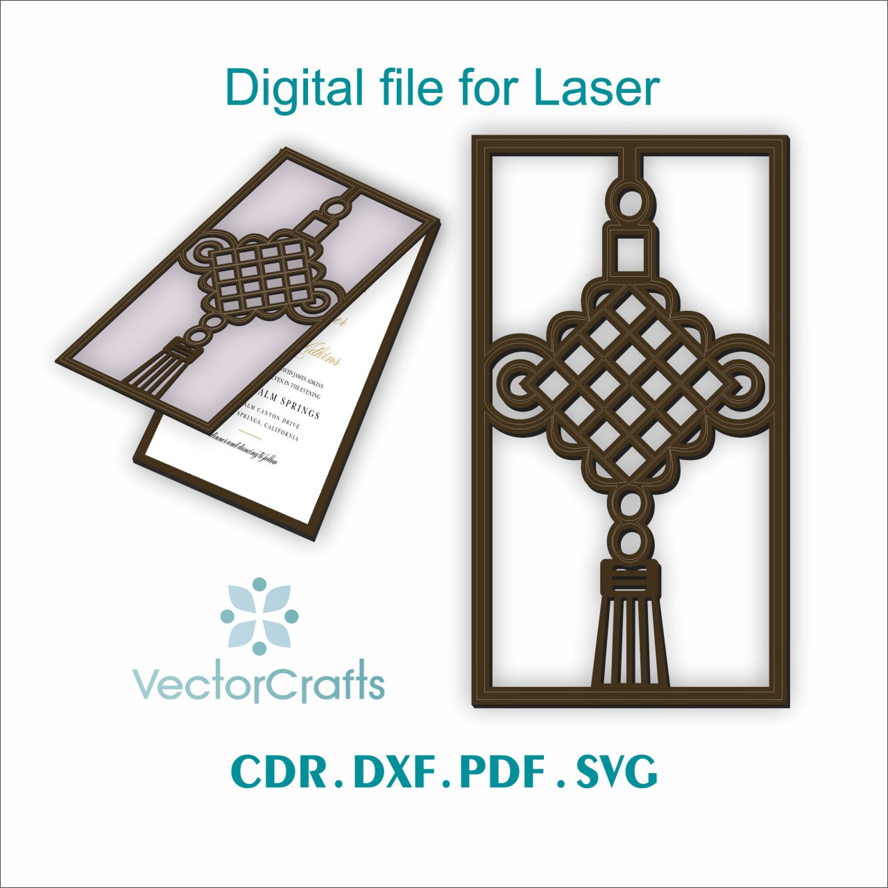 Laser Cut Chinese Knot Invitation Card