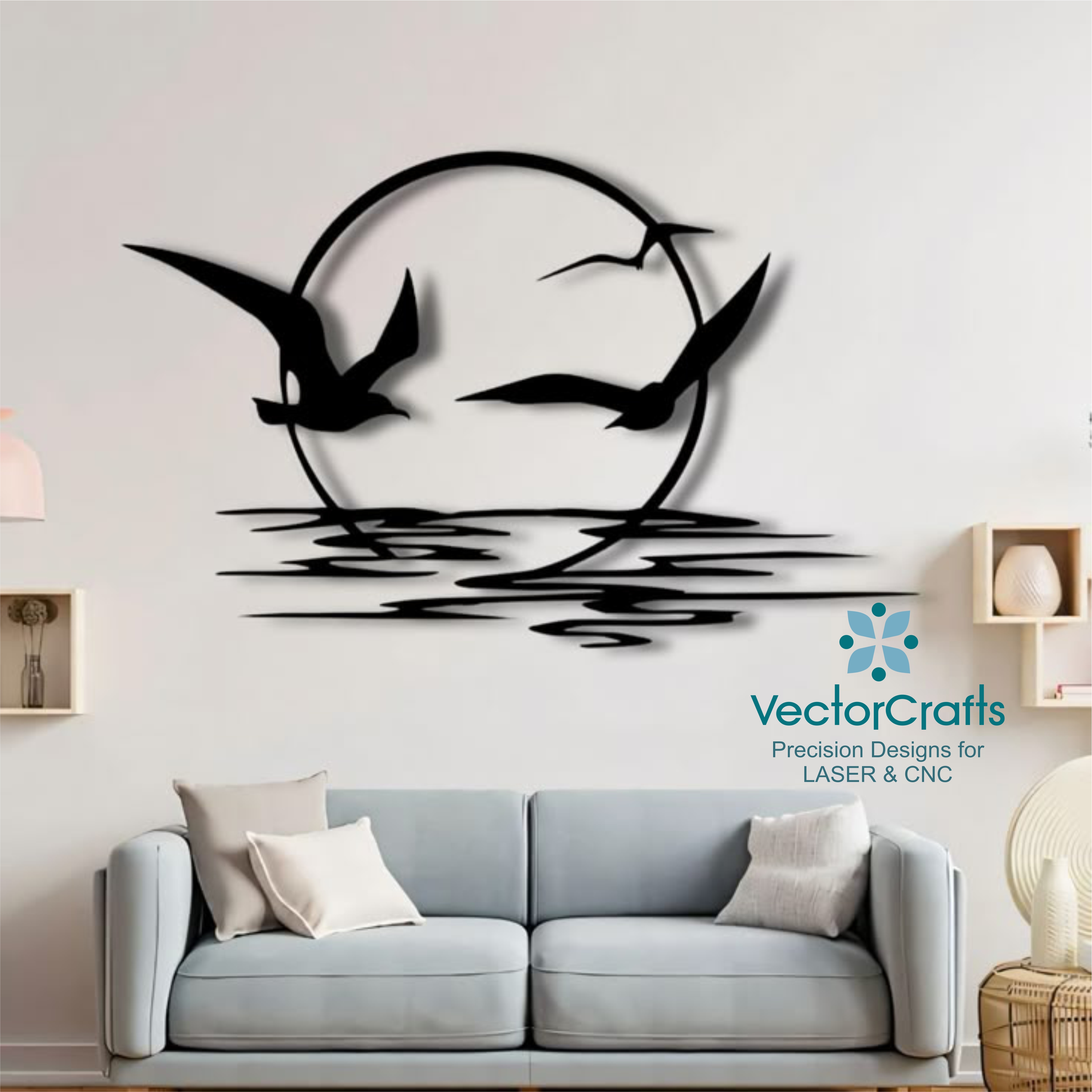 Flying Seagulls Vector Art