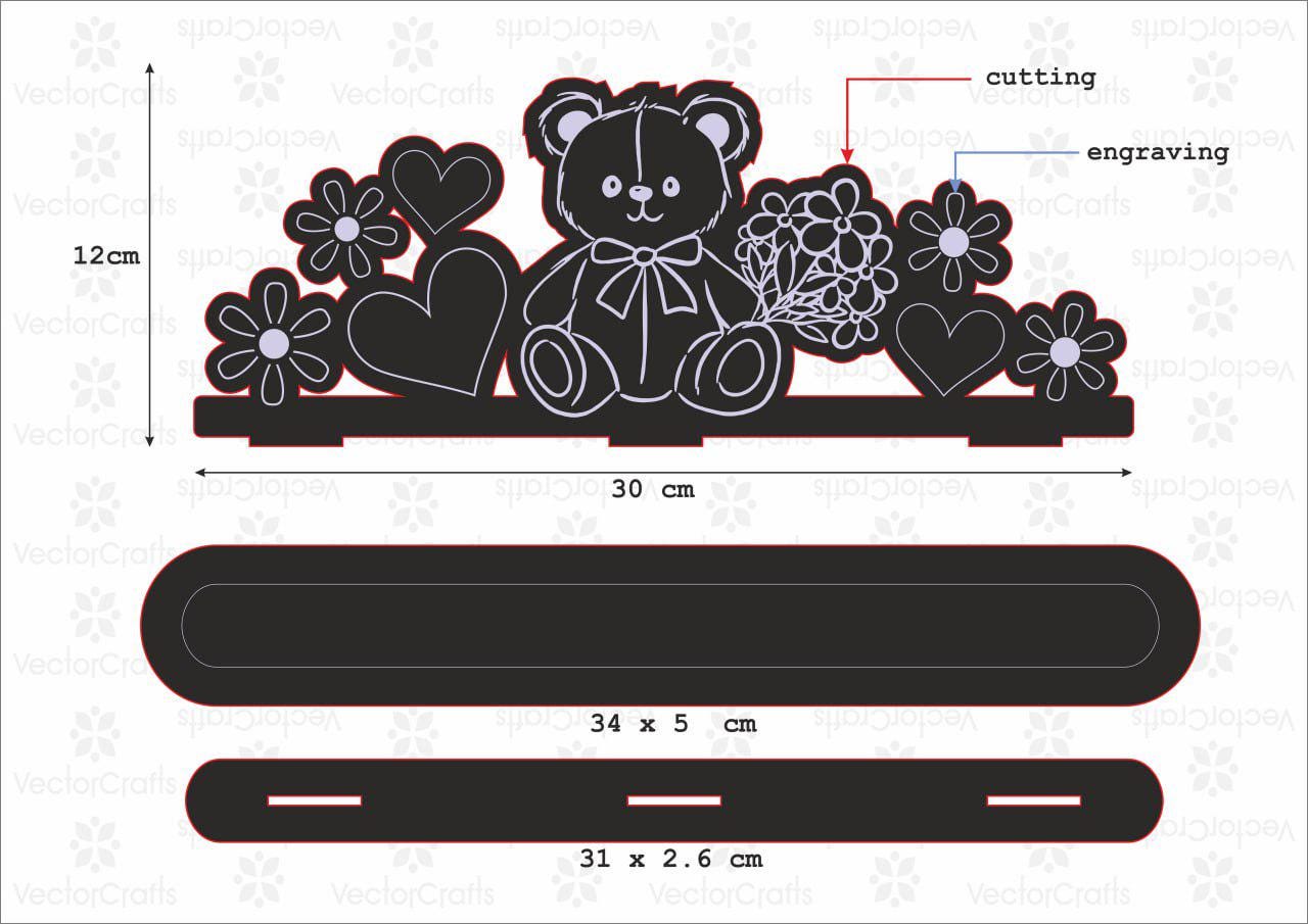 Wooden Bear Flower Stand