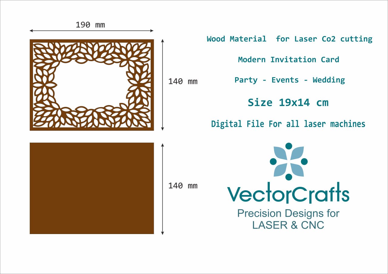 Laser Cut Wooden Invitation Card