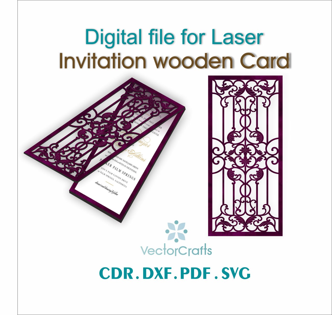 Laser Cut Invitation Wooden Card Digital File
