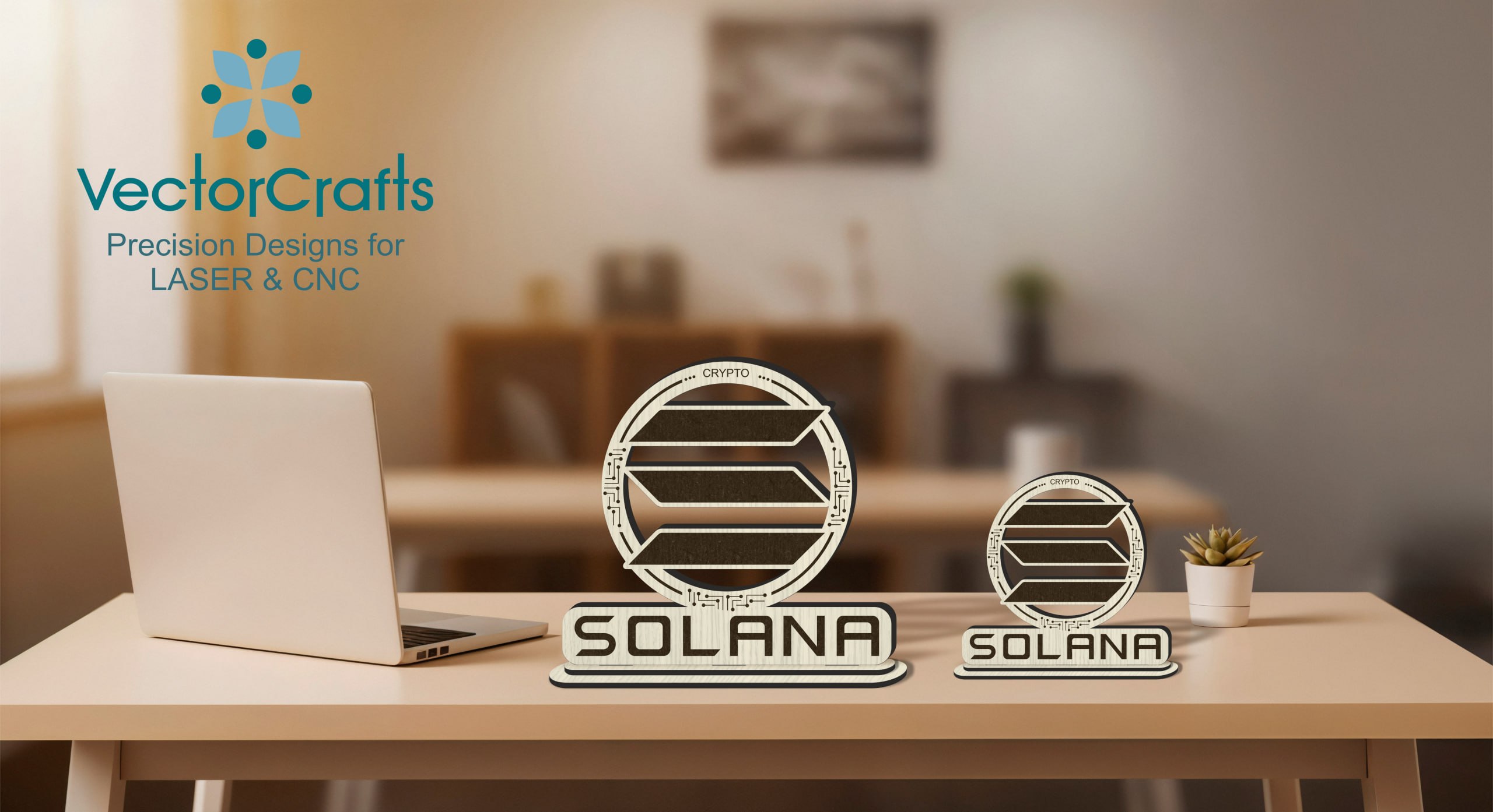 Solana (SOL) Laser Cut Desk Decor | Digital File for Laser Cutters
