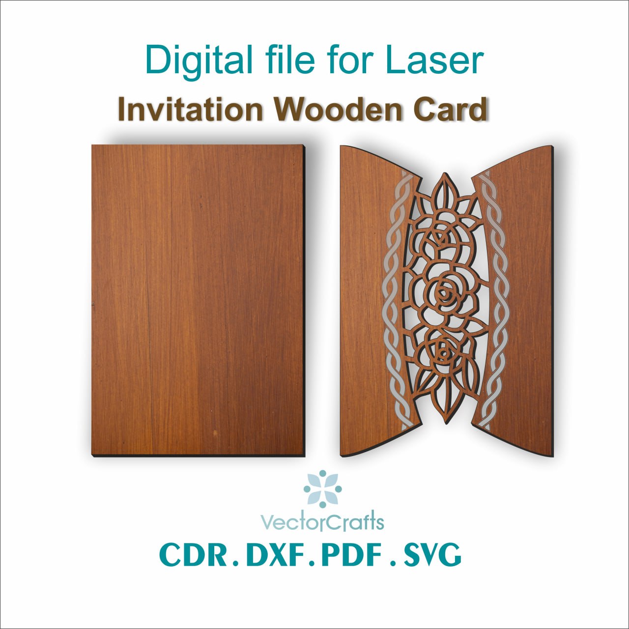 Laser Cut Wooden Invitation Card