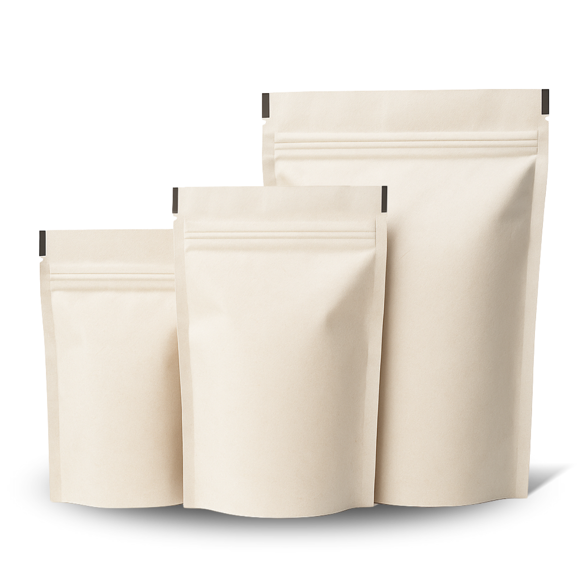 Bolsas Doypack Kraft Blancas con Zipper | Empaque para Alimentos, Suplementos y Más