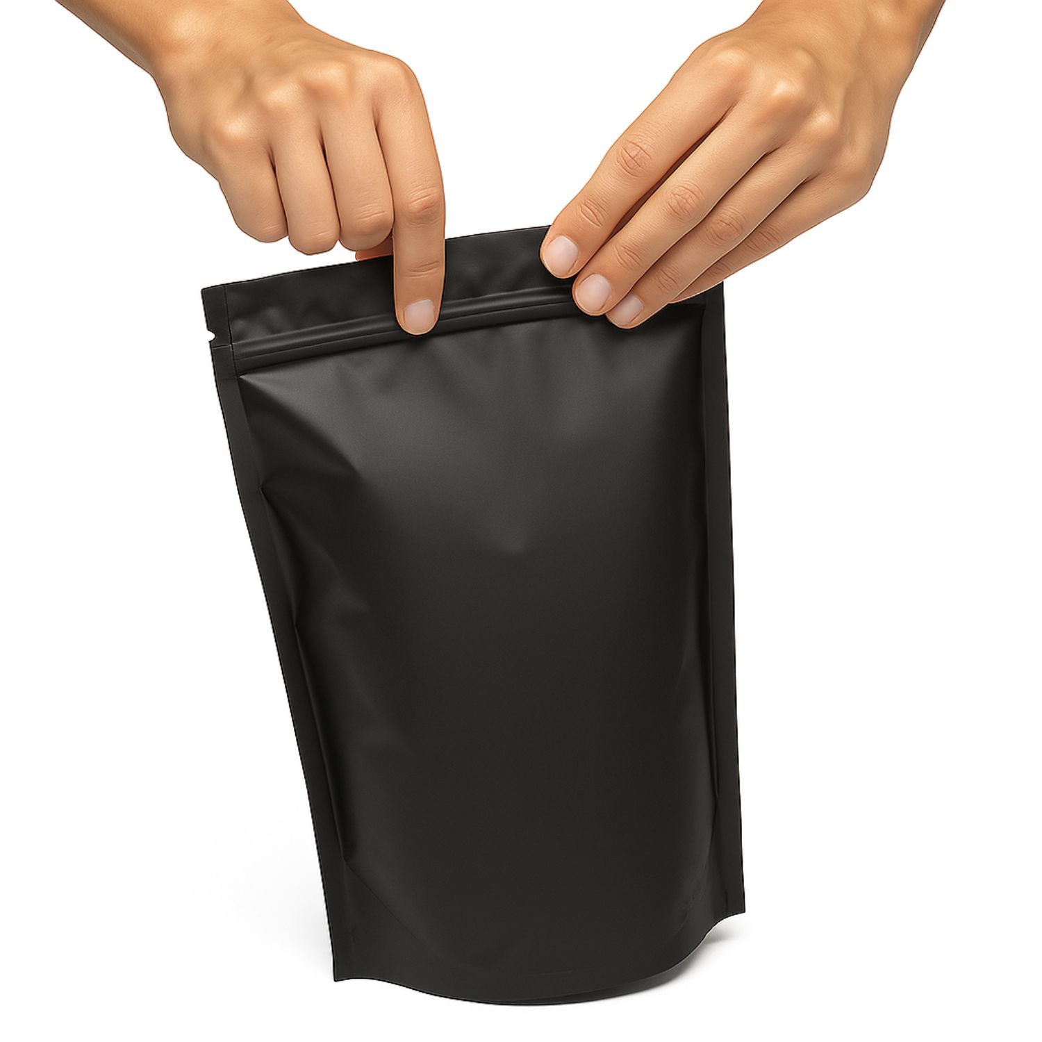 Bolsas Doypack Negras con Zipper | Empaque Hermético y Reutilizable para Café, Té y Alimentos