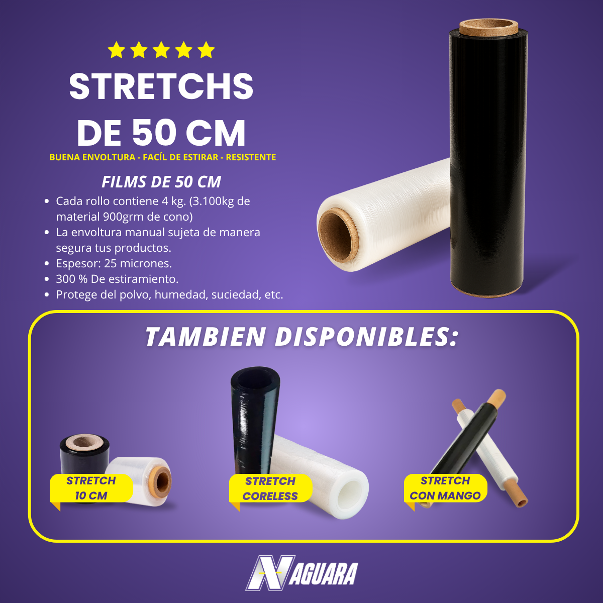 Film Stretch Transparente 50 cm | Embalaje de Alta Resistencia para Logística y Mudanzas