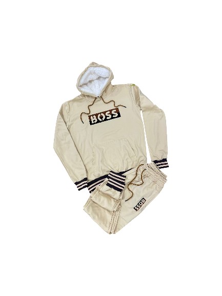 Conjunto de Moletom BOSS Bege (Blusa + Calça) – Masculino/Feminino