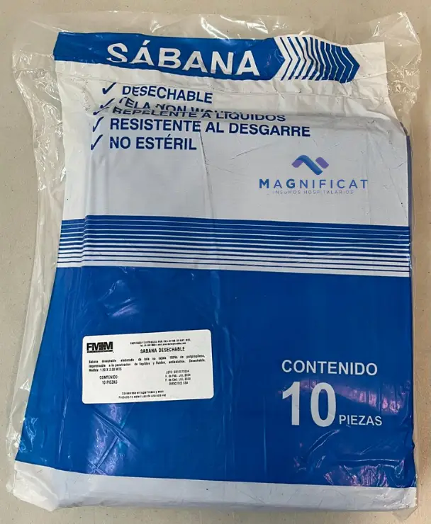 SABANA DESECHABLE 1.20 X 2.00 MTS PAQ C/10 AZUL FM