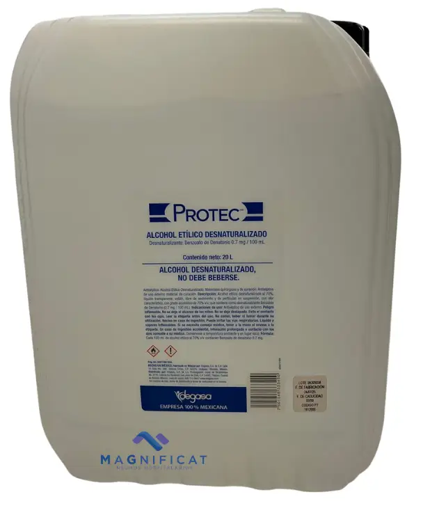ALCOHOL DESNATURALIZADO 20 LT GL 70.0° PROTEC 1912000