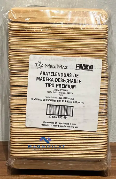 ABATELENGUAS DE MADERA 20 BOLSAS CON 25 PIEZAS