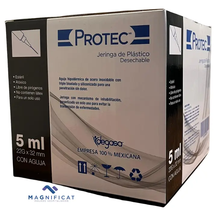 JERINGA 5ML 22GX32MM (1 1/4) NEGRA CAJA C/100 PROTEC DEG600060