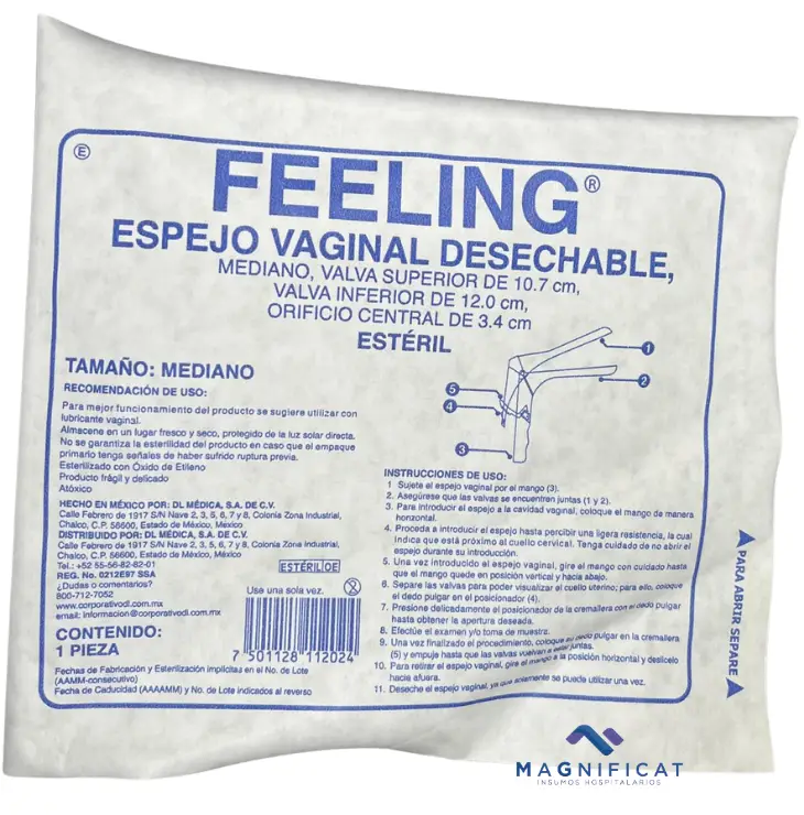 ESPEJO VAGINAL MEDIANO CON CREMALLERA ESTERIL DENTILAB