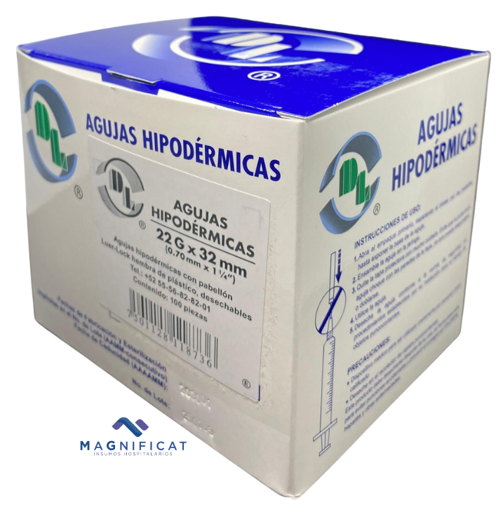 AGUJA HIP 22GX32MM (1 1/4) NEGRA C/100 DENTILAB